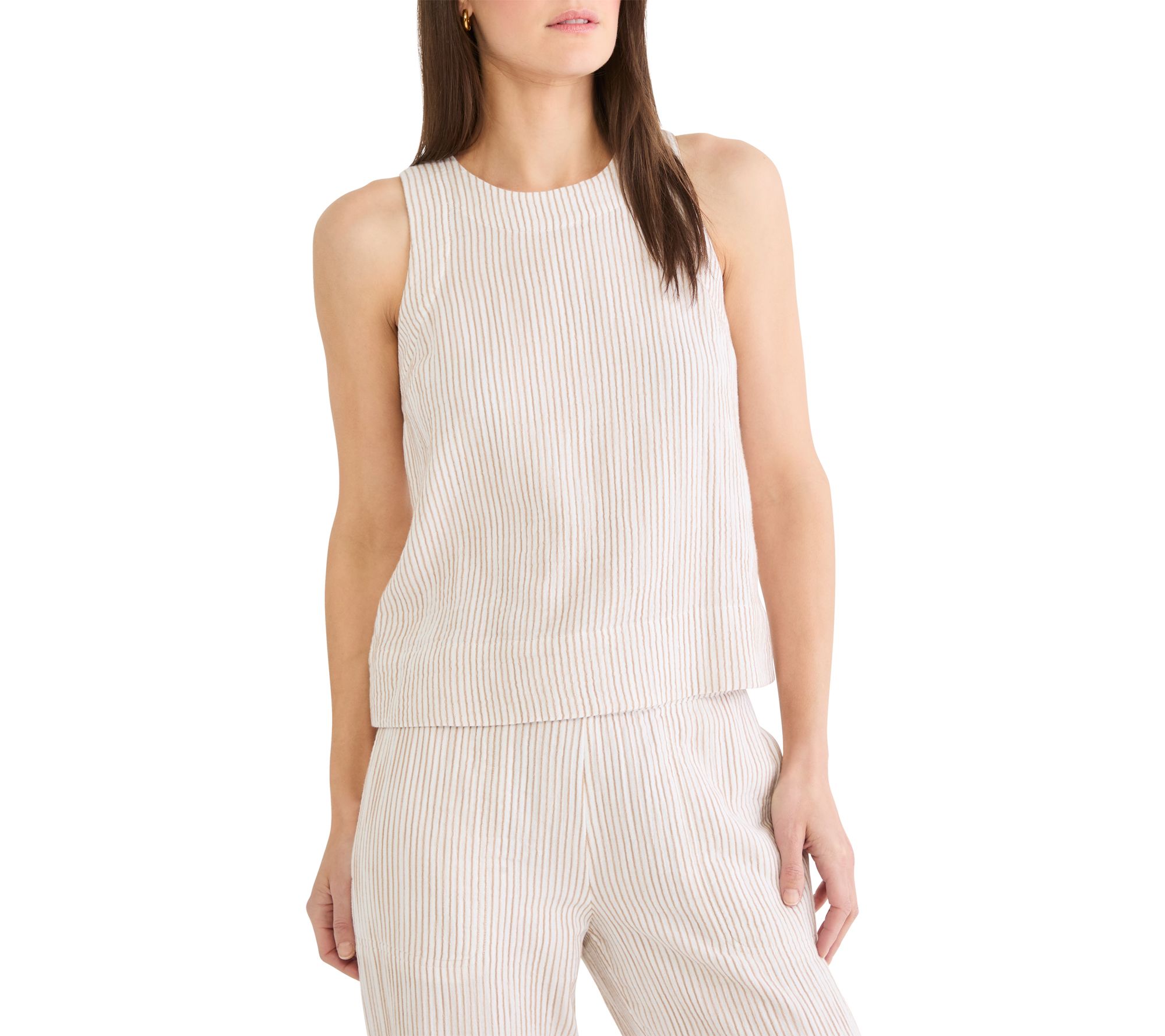 NIC+ZOE Pinstripe Gauze Pop On Tank