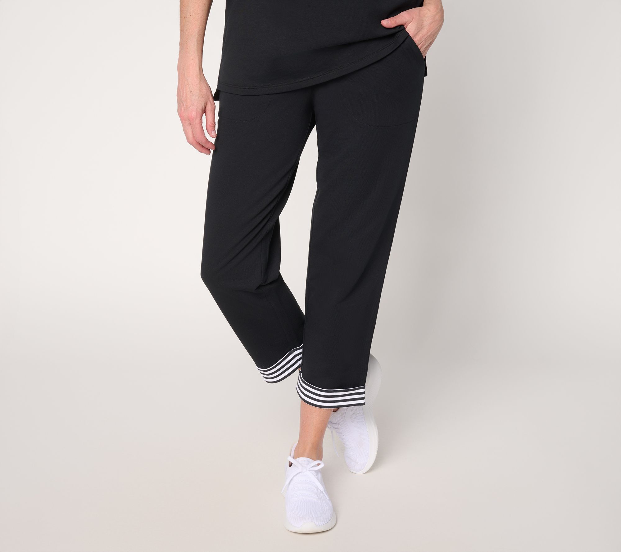 "As Is" Denim & Co. Active Reg French Terry Straight Leg Crop Pants