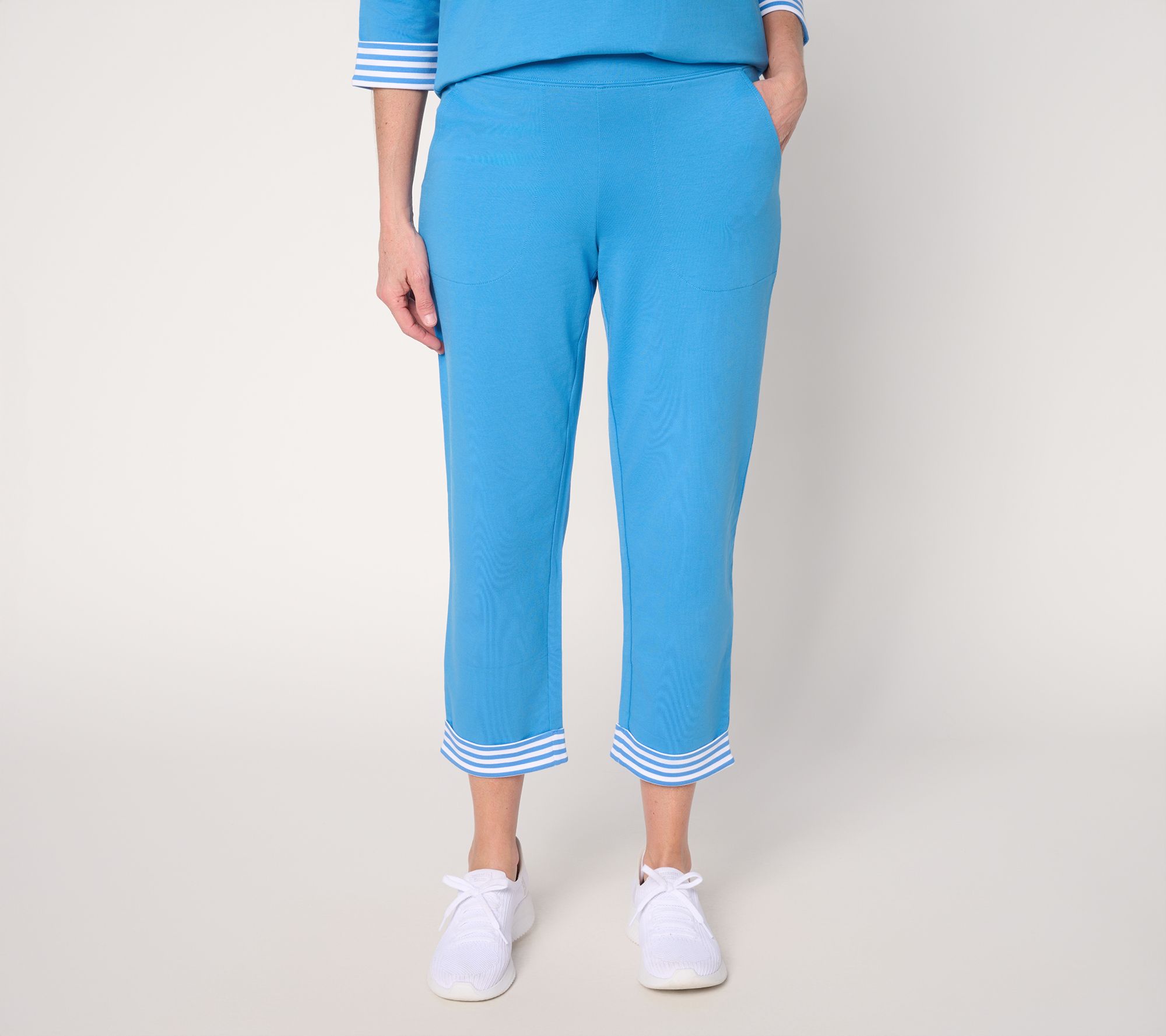 "As Is" Denim & Co. Active Reg French Terry Straight Leg Crop Pants