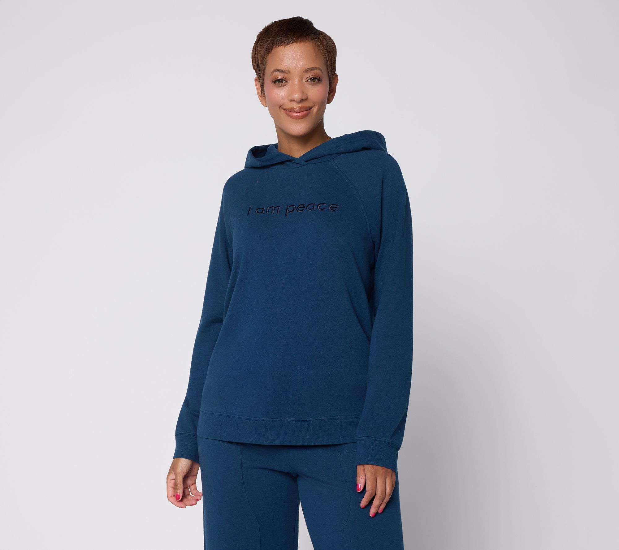 Peace Love World French Terry Hoodie with Affirmation