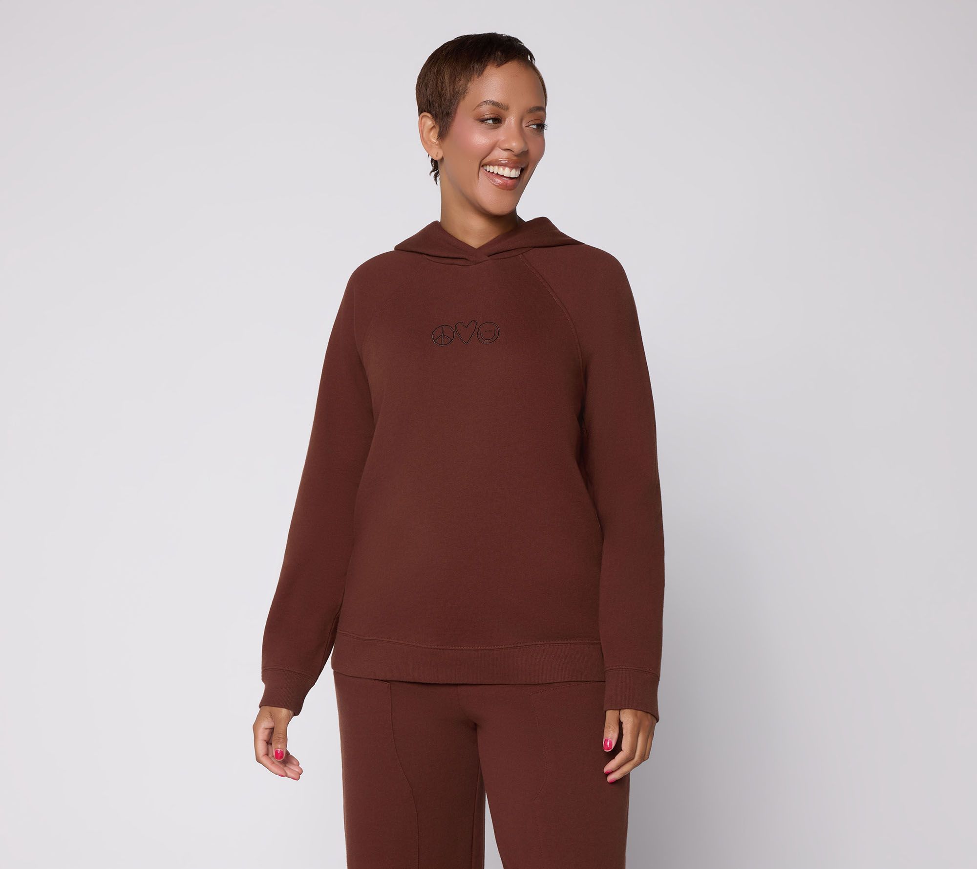 Peace Love World French Terry Hoodie with Affirmation