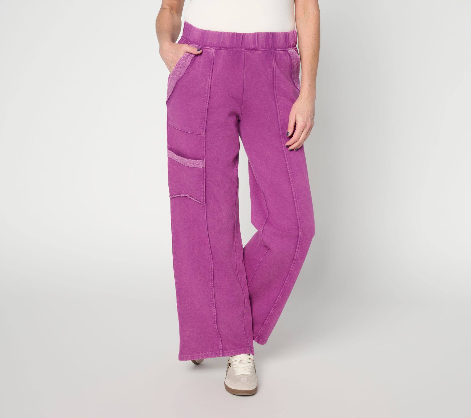 "As Is" LOGO Lounge by Lori Goldstein Reg Overdye Wide Leg Pants