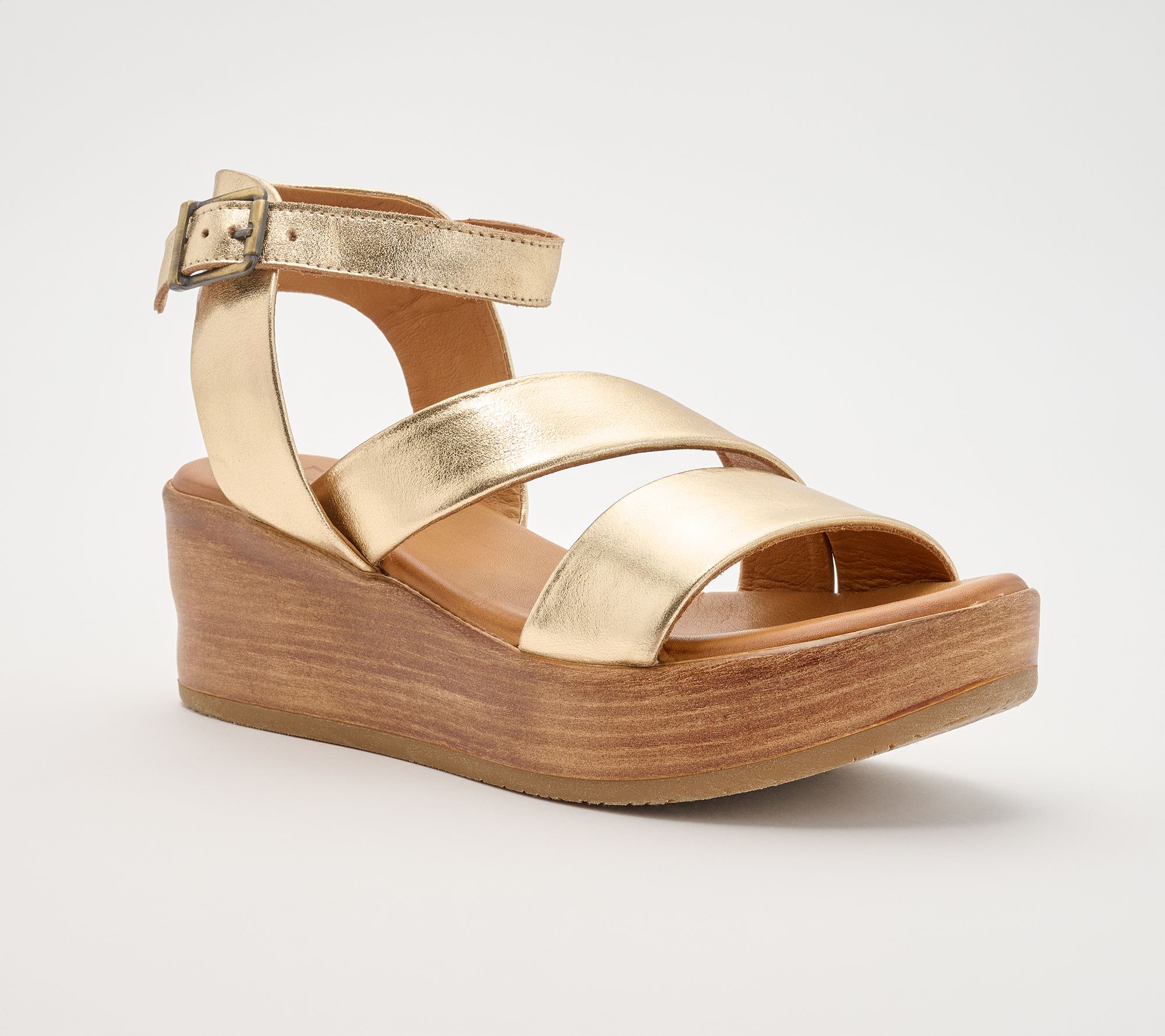 "As Is" Miz Mooz Leather Adjustable Wedges - Wynter