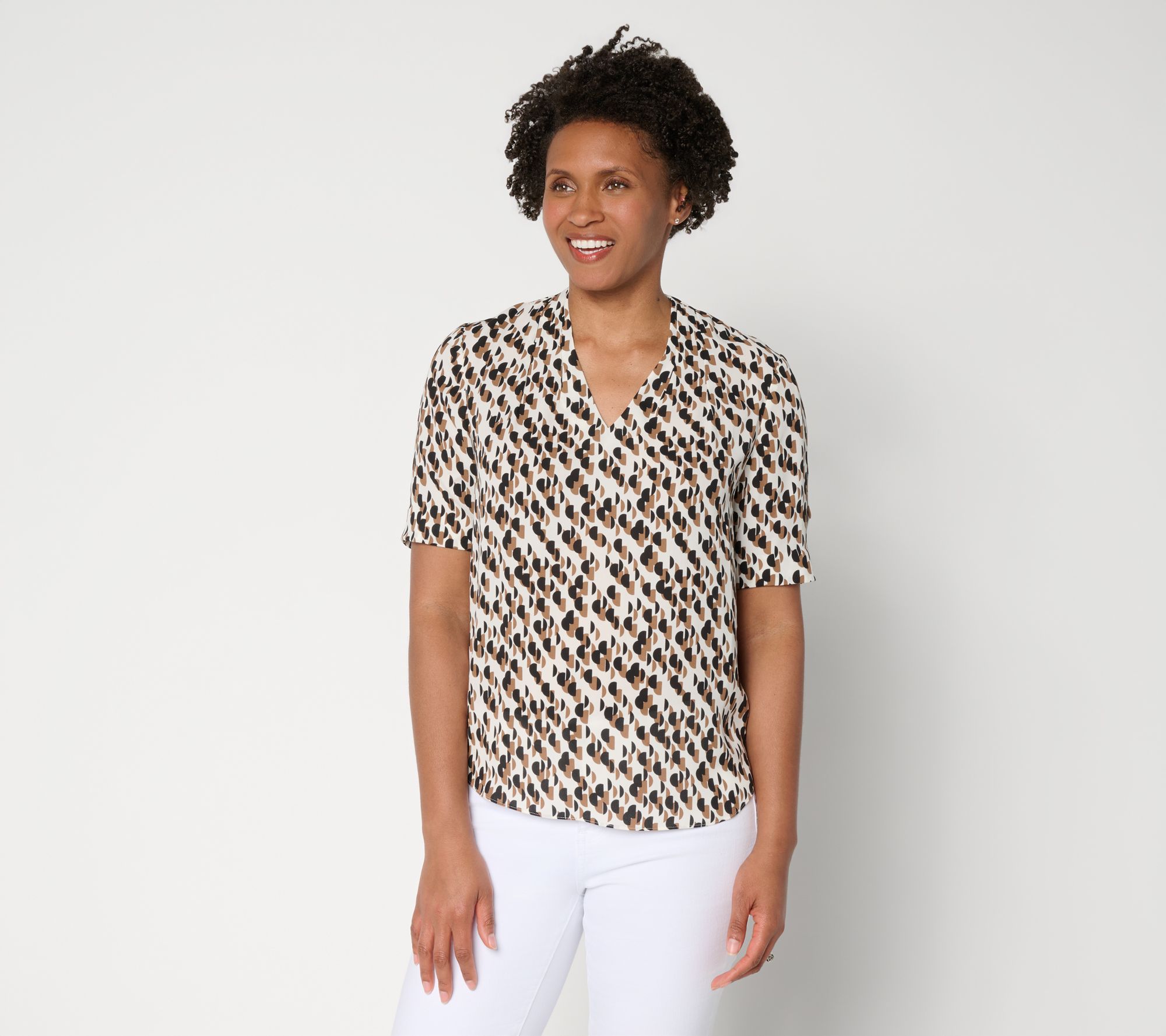 "As Is" NYDJ Short Sleeve Charming Print Blouse