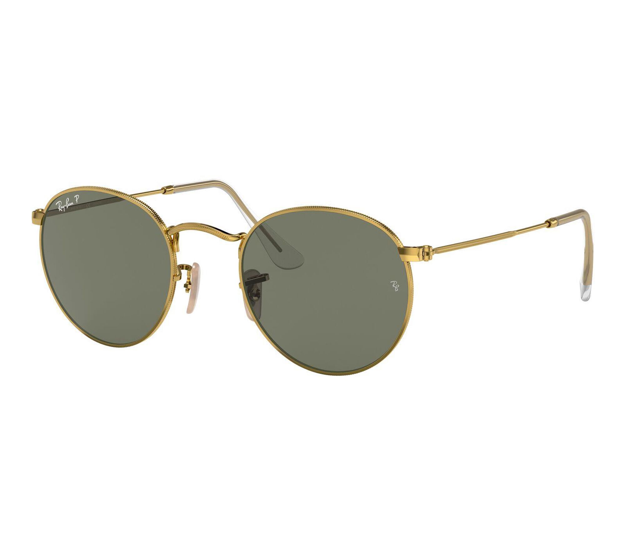 Ray-Ban Polarized Round Metal Sunglasses-Polished Gold-50mm