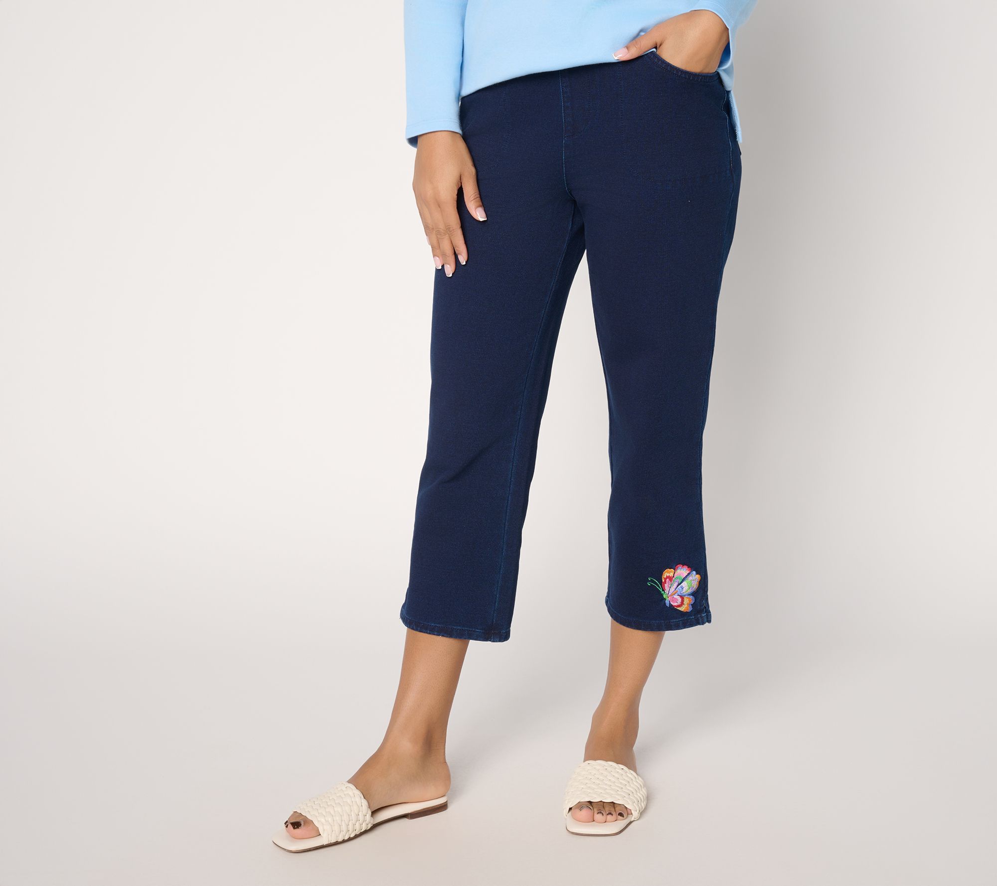 "As Is" Quacker Factory DreamJeannes Floralicious Crop Pant