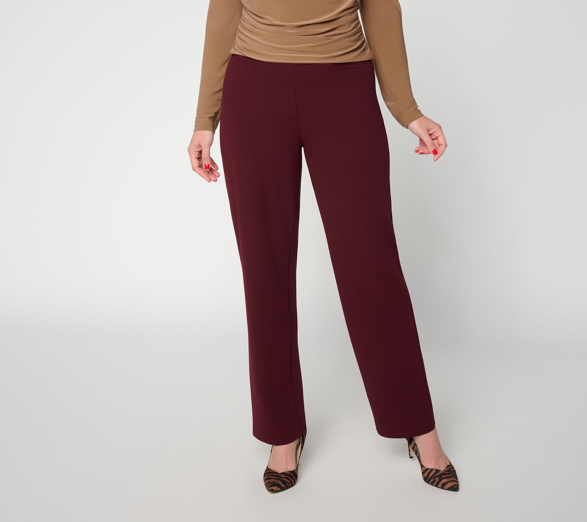 Dennis Basso Regular Luxe Crepe Straight Leg Pull-On Pant
