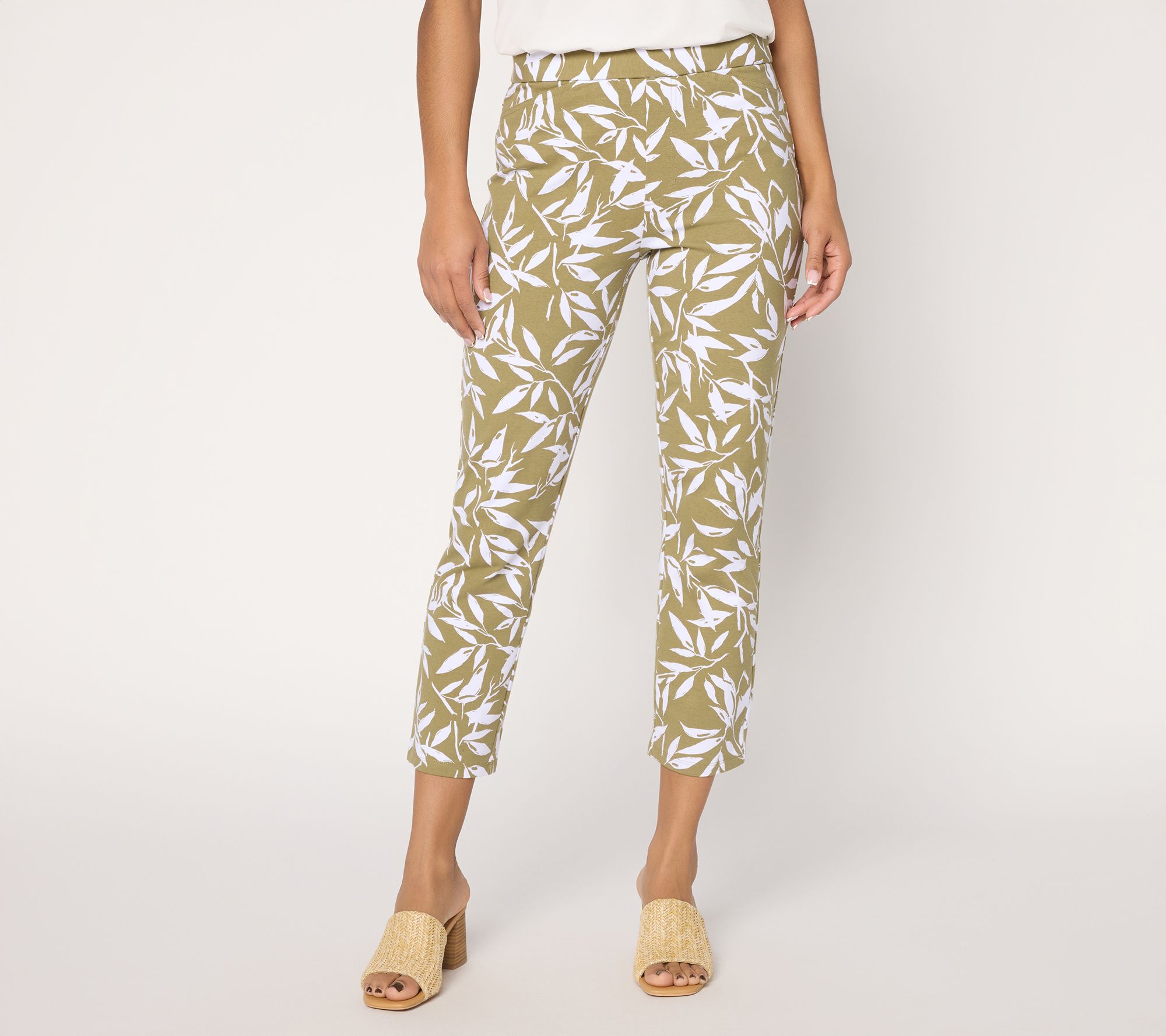 "As Is" Susan Graver Weekend Regular Printed Premium Stretch Crop Pants