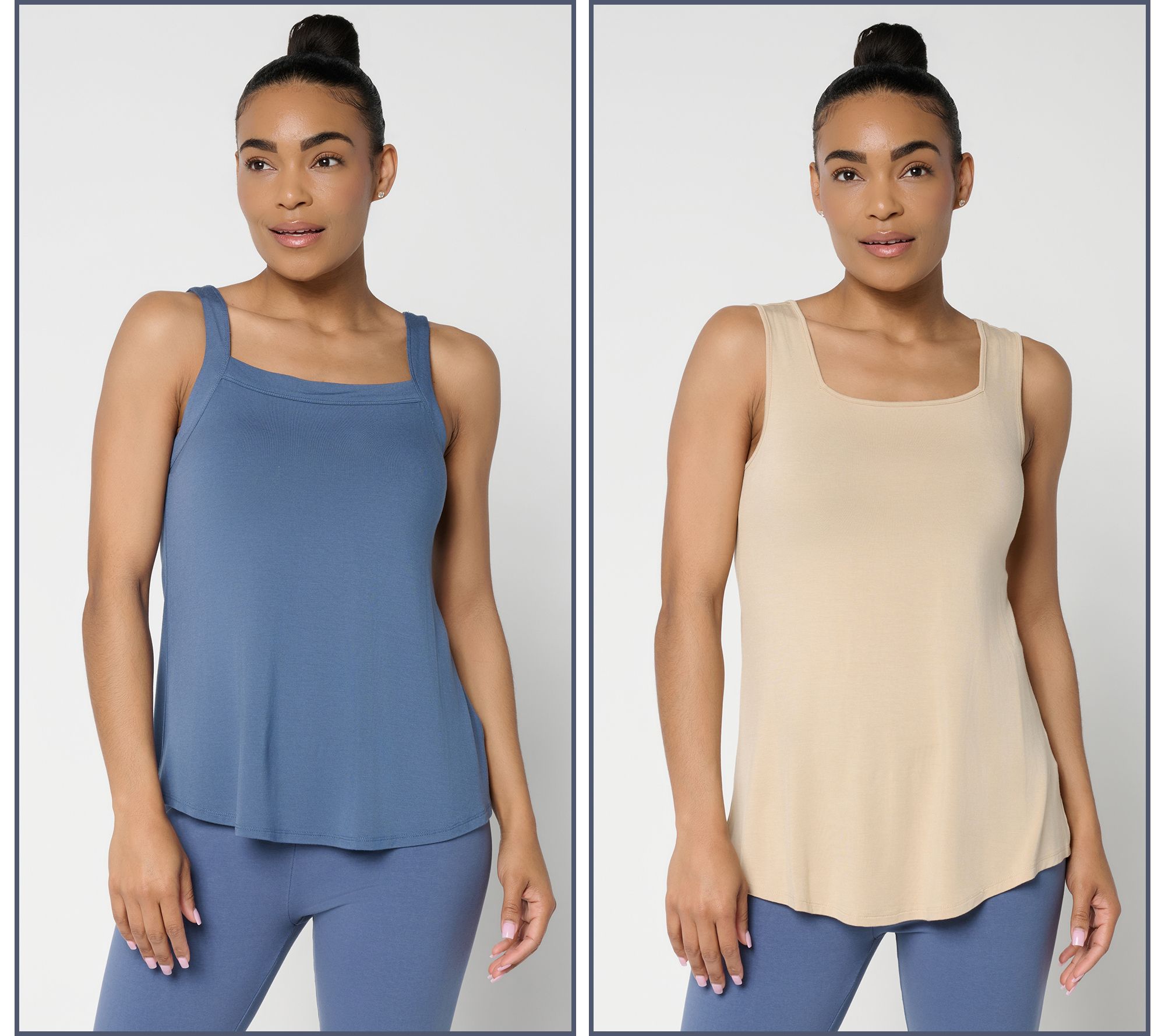 "As Is" LOGO Layers by Lori Goldstein 2-Pk Square Neck Layered Tanks