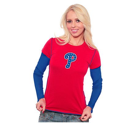 MLB Philadelphia Phillies Women's Double LayerT-shirt 