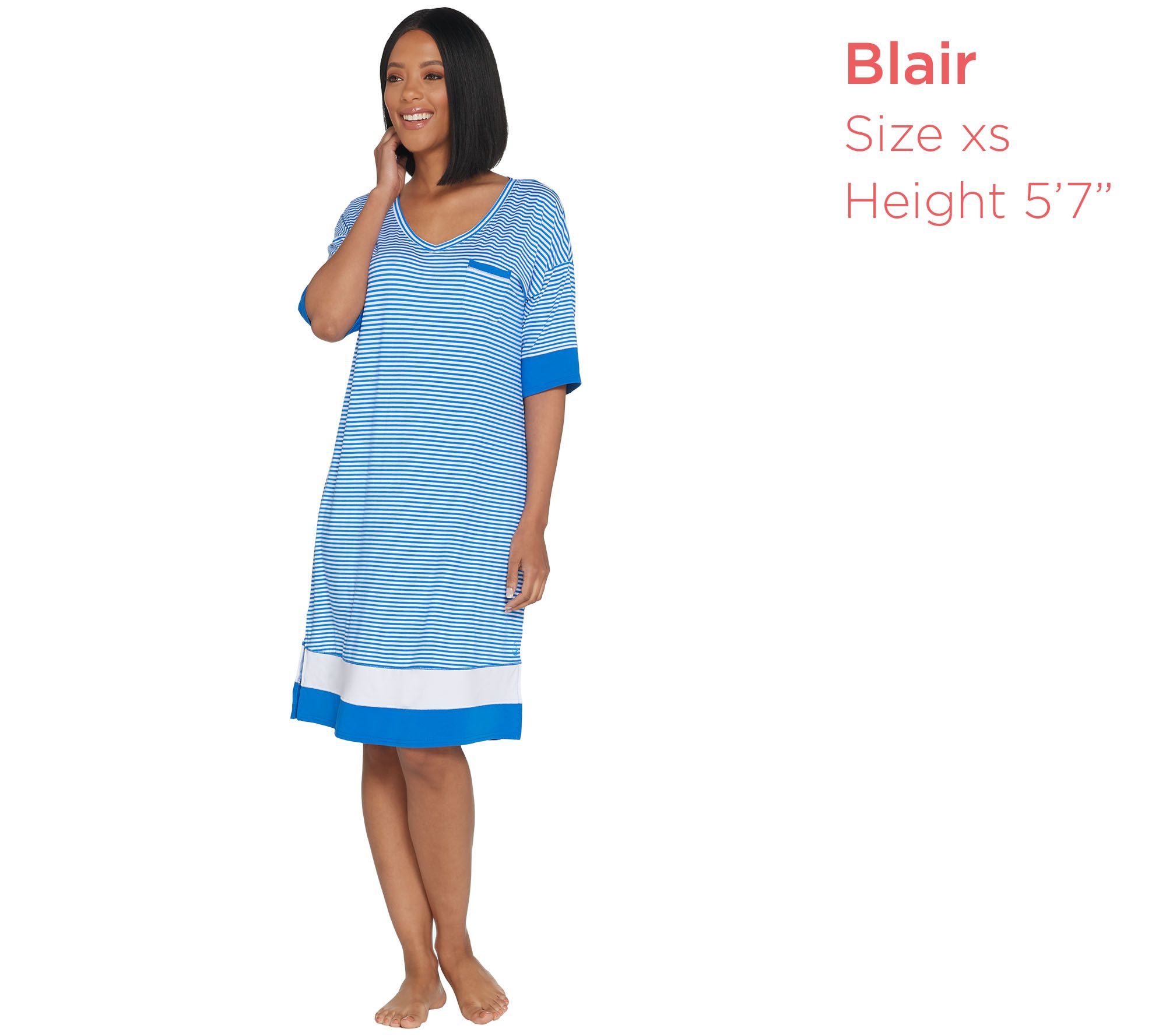 Cuddl Duds Smart Comfort Elbow Sleeve V-Neck Sleep Dress 