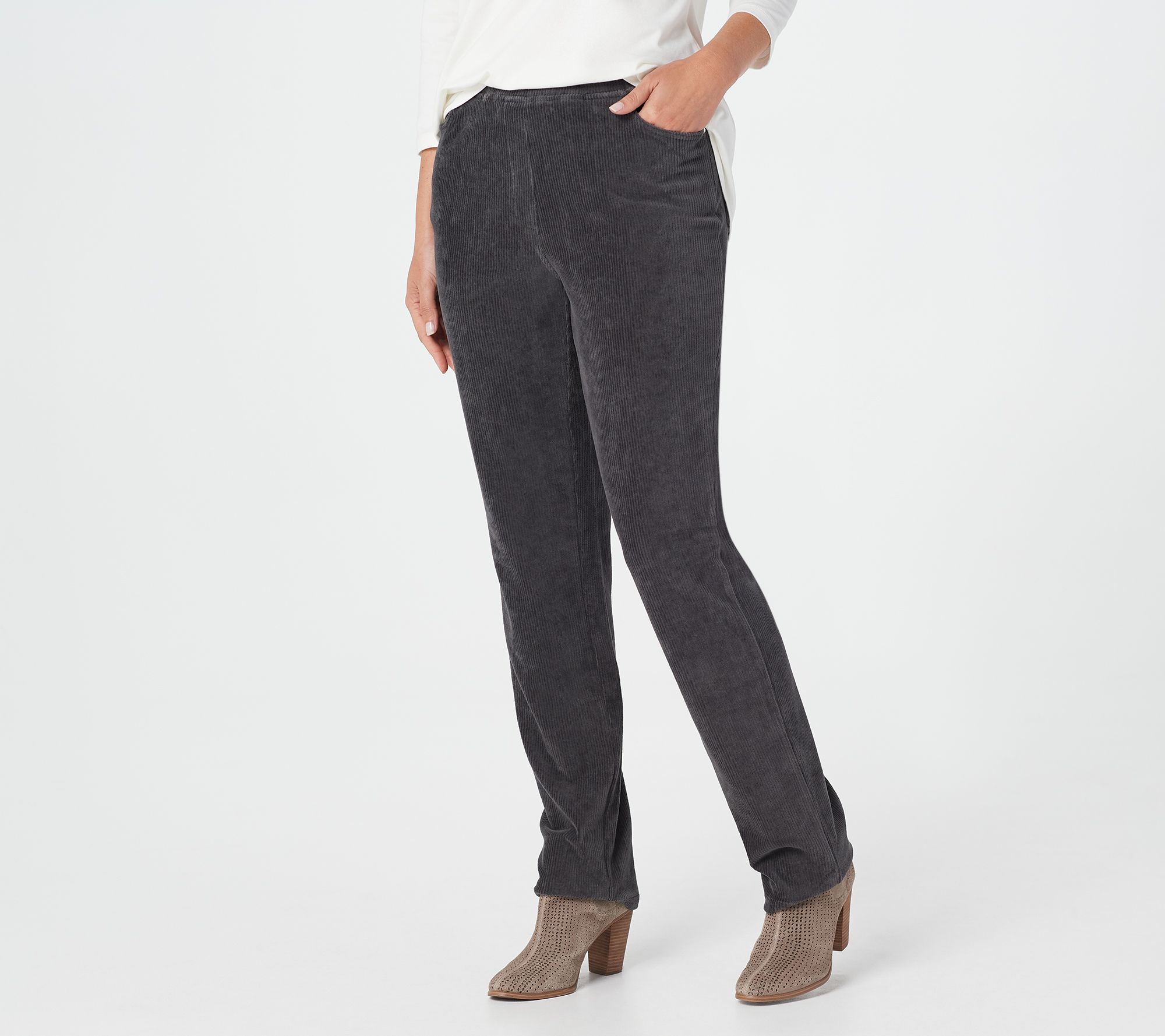 Quacker Factory Regular Corduroy Straight Leg Pants w Pockets