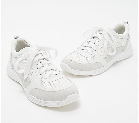 Earth Leather Perforated Sneakers - Scenic Vapor - QVC.com