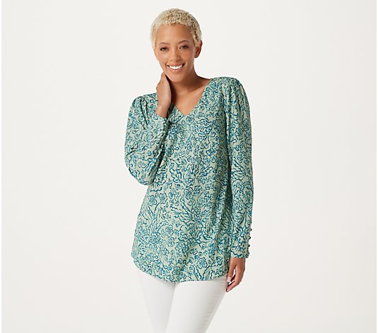 Belle by Kim Gravel Floral Scroll Printed Blouse