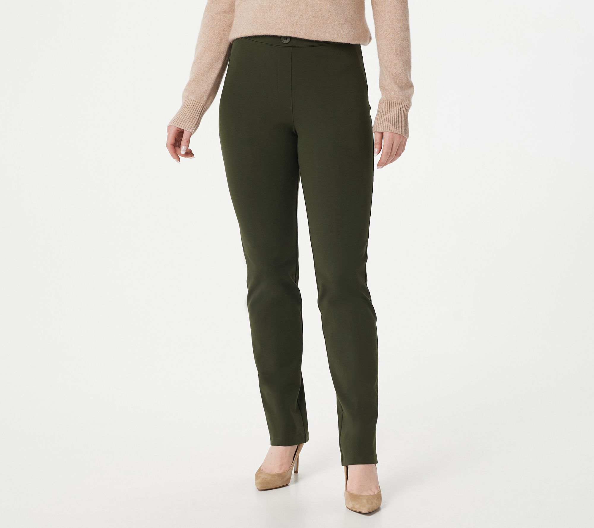 Susan Graver Petite Premium Stretch Slim Leg Pull-On Pants - QVC.com