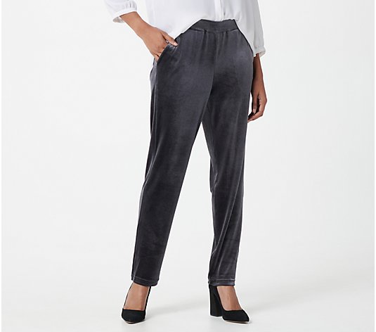 Joan Rivers Regular Pull-On Velour Slim Pants