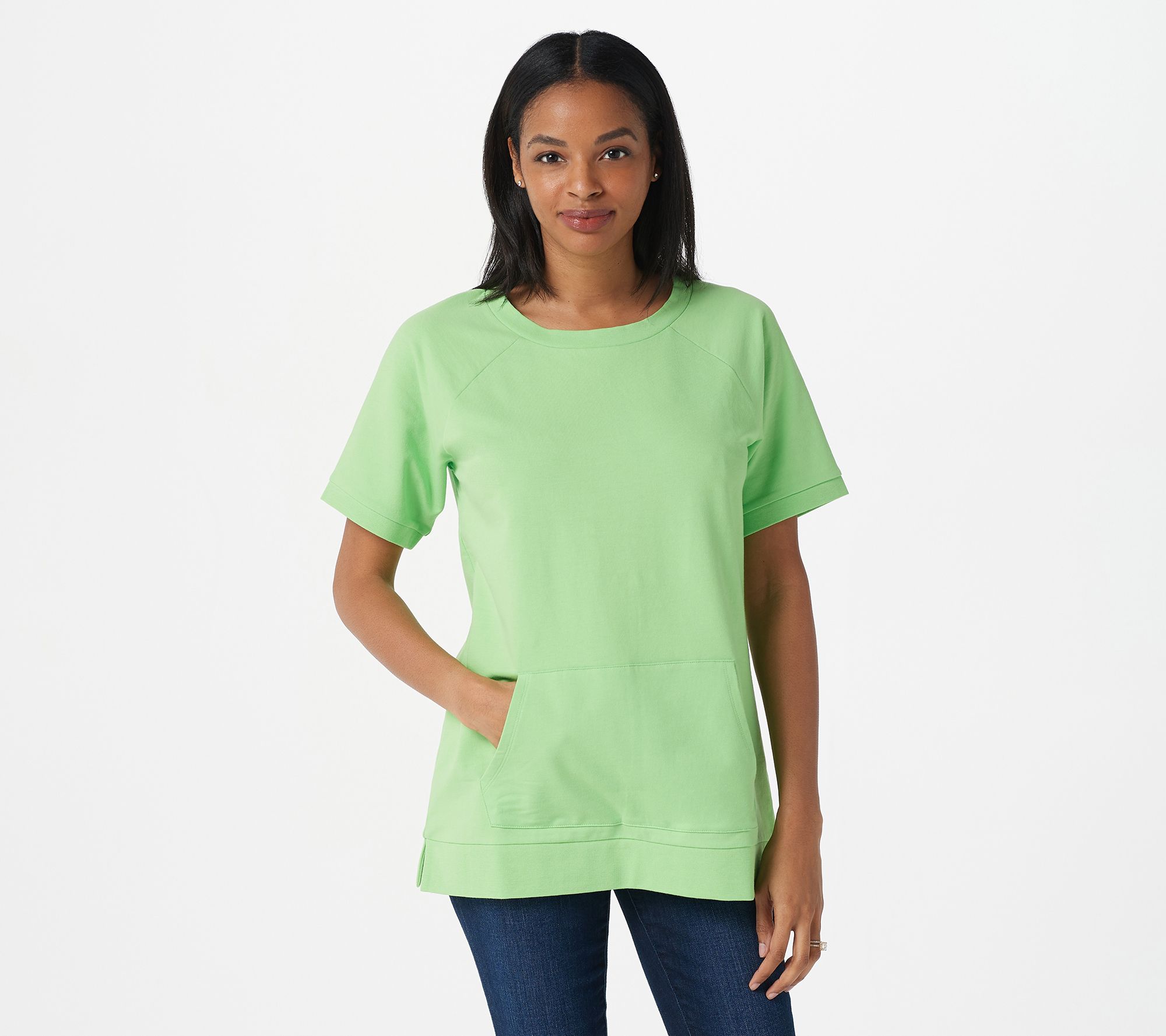 Kim Terry Belle Sleeve Sweatshirt French by Short Gravel Neon