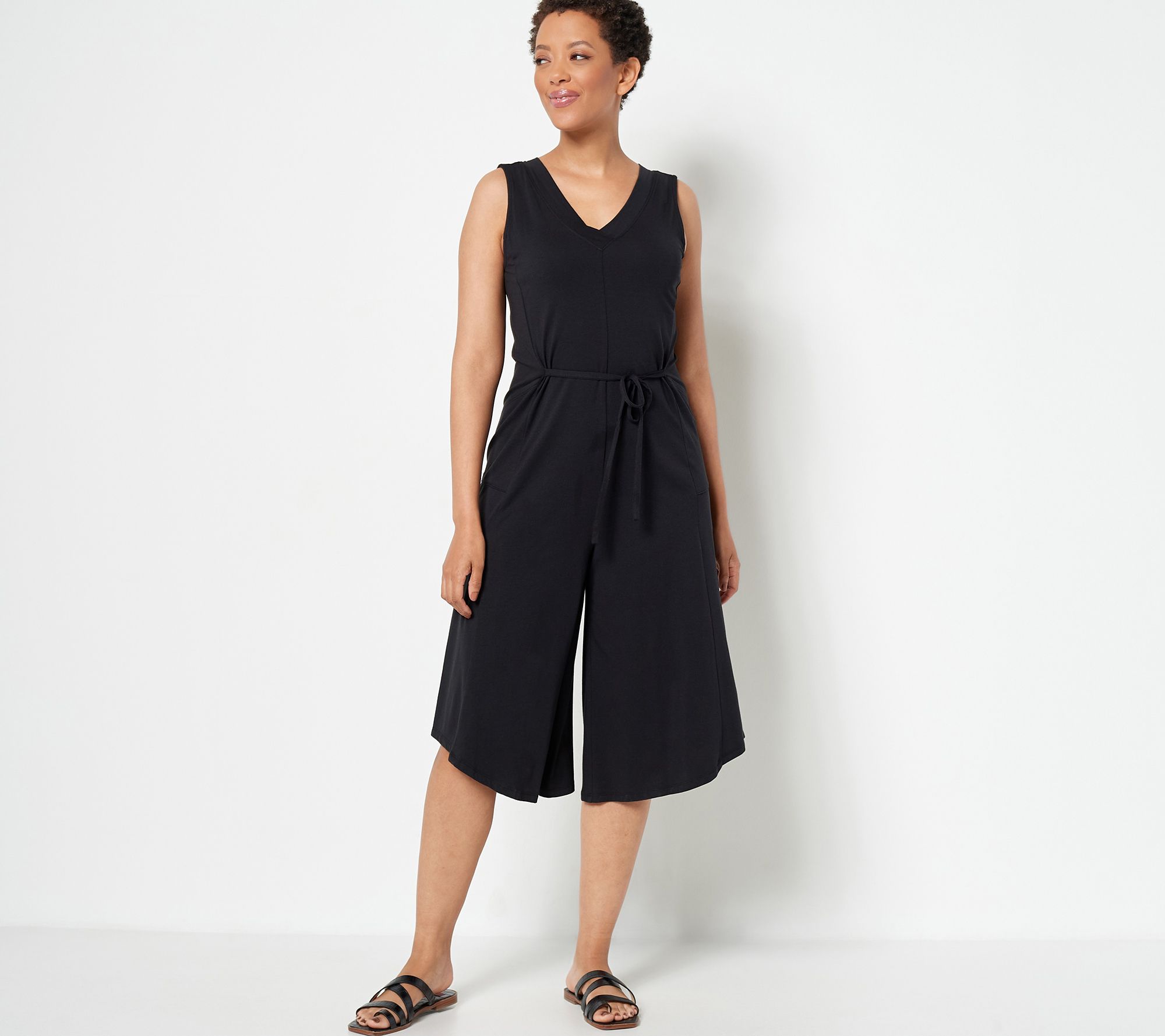 Qvc Anybody Cozy Knit Luxe V Neck Gaucho Jumpsuit Tvshoppingqueens 