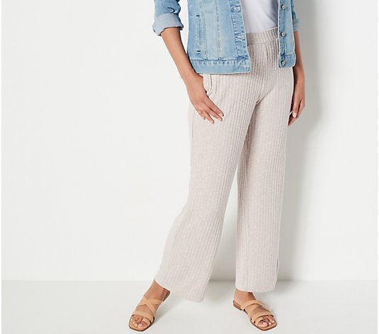 Susan Graver Weekend Petite Ribbed Sweater Knit Ankle Pants