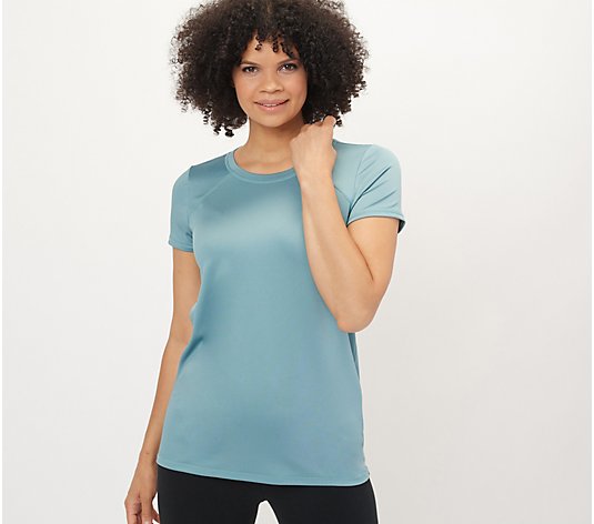 Susan Graver SG Sport Jersey Knit Top with Mesh Crossover Detail