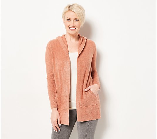 Barefoot Dreams CozyChic Lite Open Front Hooded Cardigan