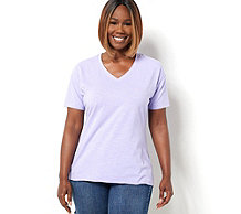  Laurie Felt Slub V-Neck Tee with Dropped Shoulders - A499881
