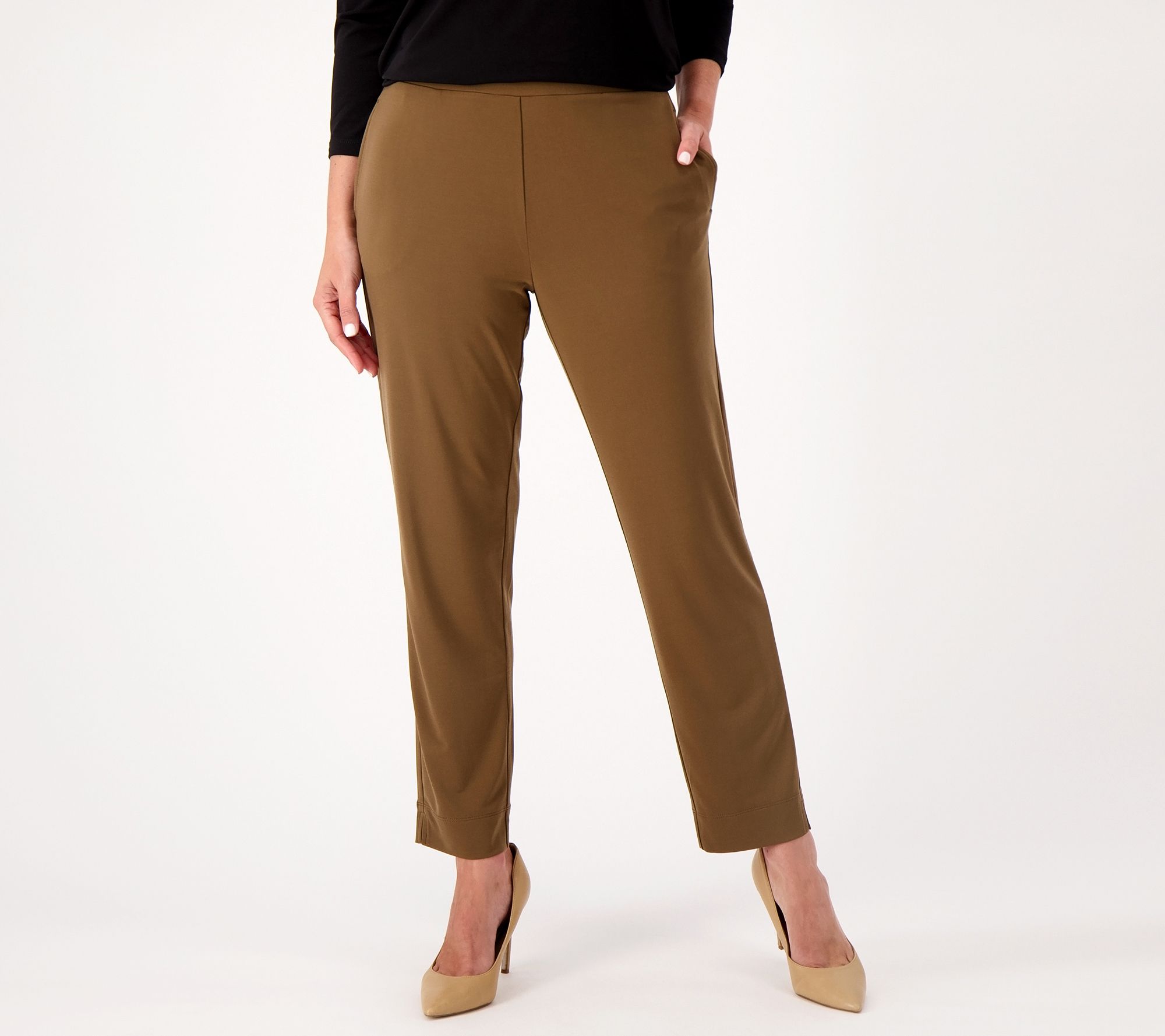 Susan Graver Modern Essentials Pet Liquid Knit Slim Leg Pants - QVC.com