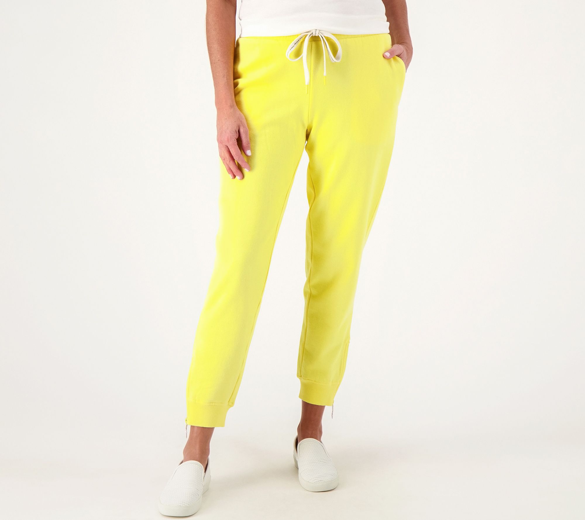Peace Love World Joyful Regular French Terry Ankle Zip Jogger