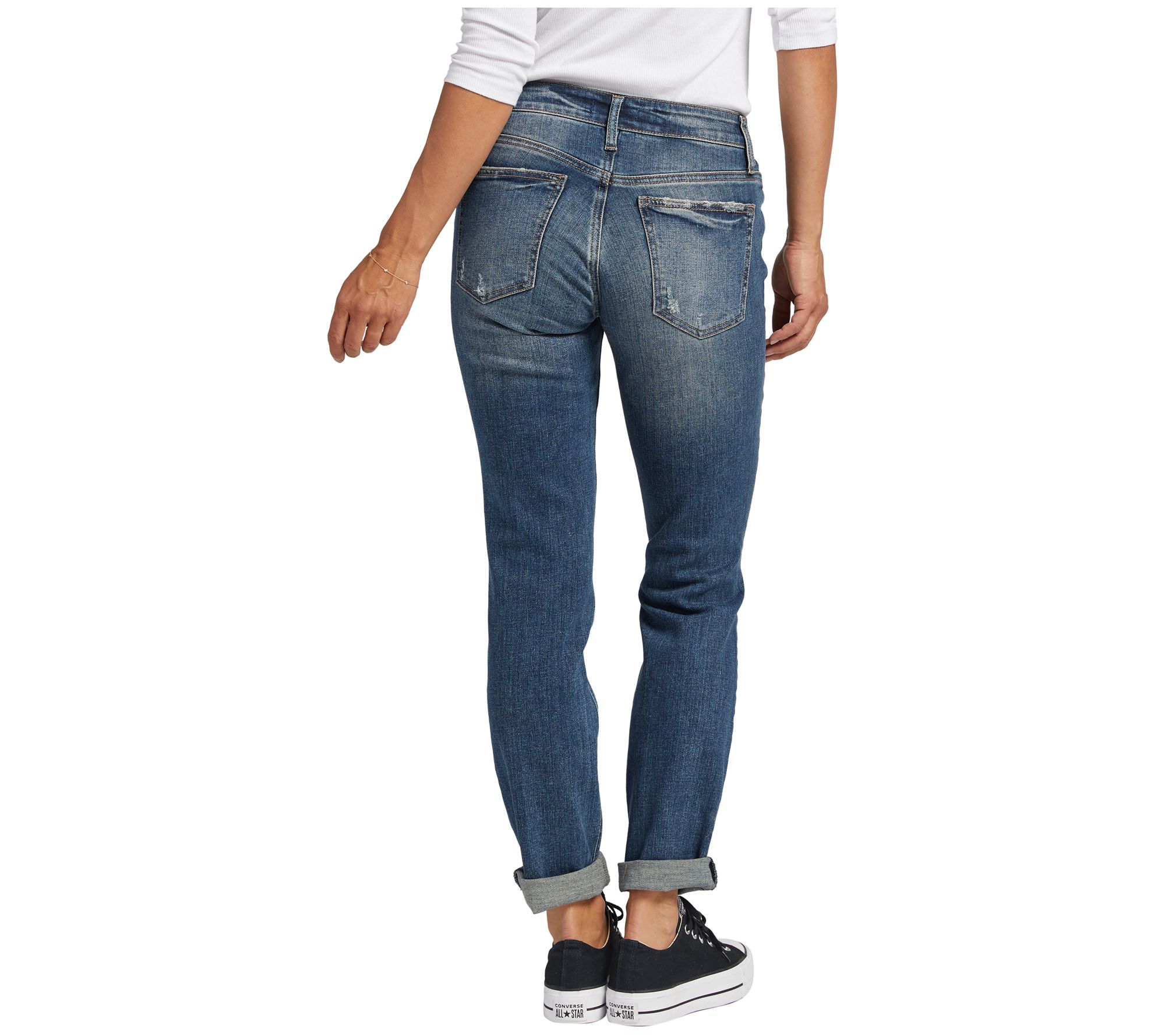 Silver Jeans Co. Boyfriend Mid Rise Slim Leg Jeans-EAE308 - QVC.com