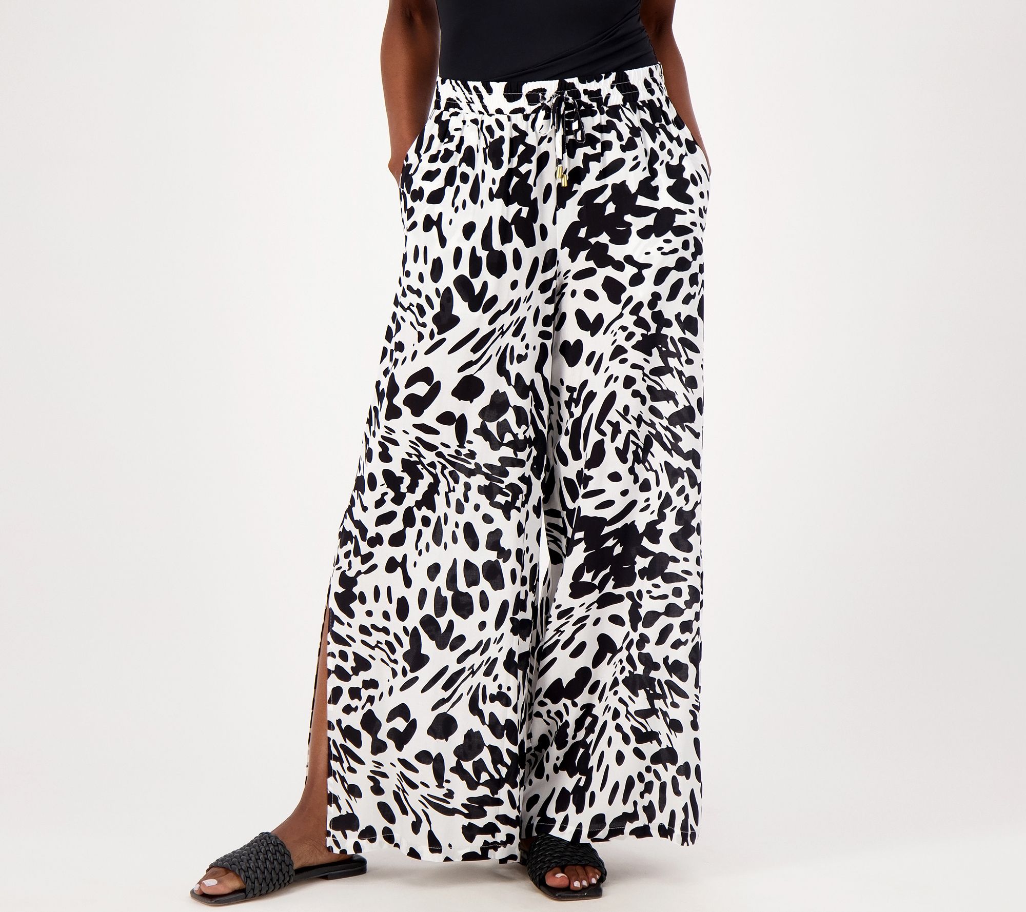 Jantzen Regular Wide Leg Printed Pull-On Woven Cover-Up Pants