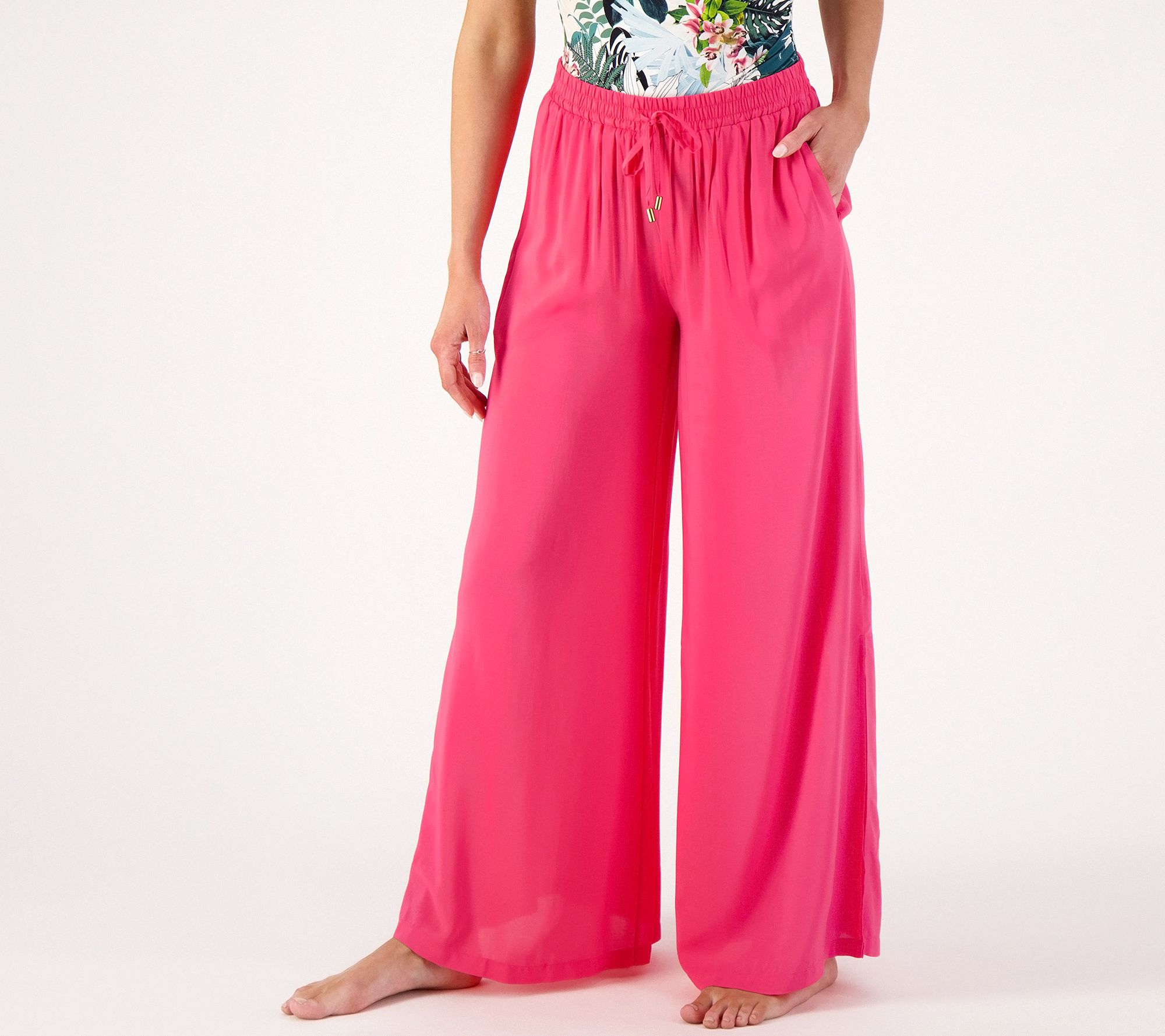 Jantzen Regular Wide Leg Printed Pull-On Woven Cover-Up Pants