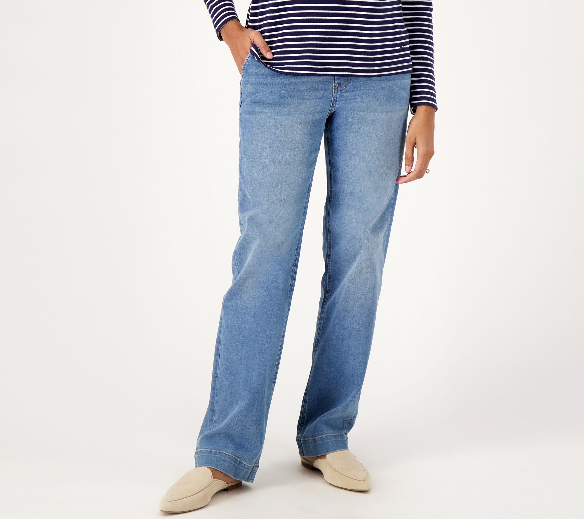 As Is Denim & Co. Tall Easy Stretch DenimStrgt Leg Jean
