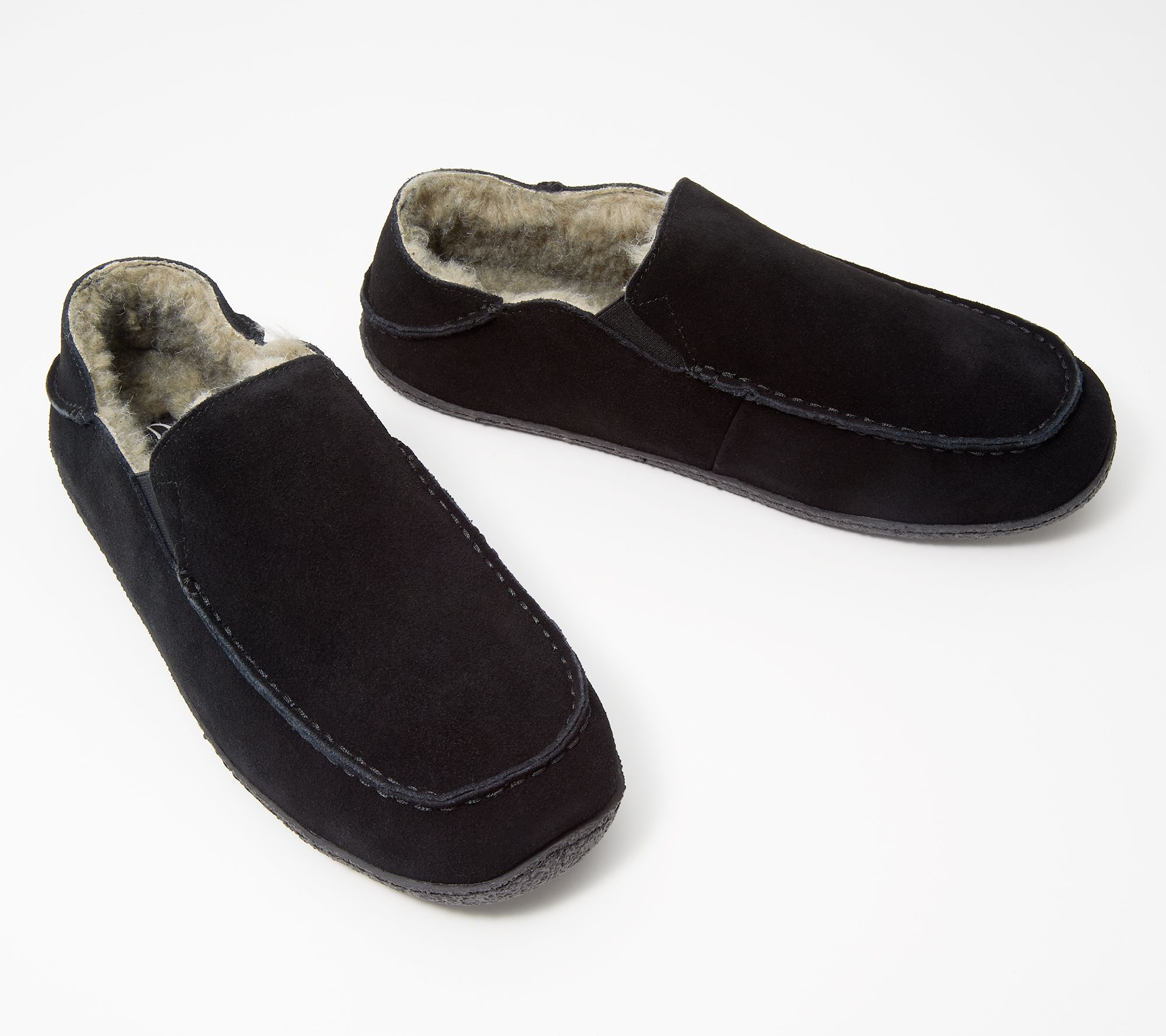 "As Is" Clarks Men's Suede Faux Fur Convertible Slippers