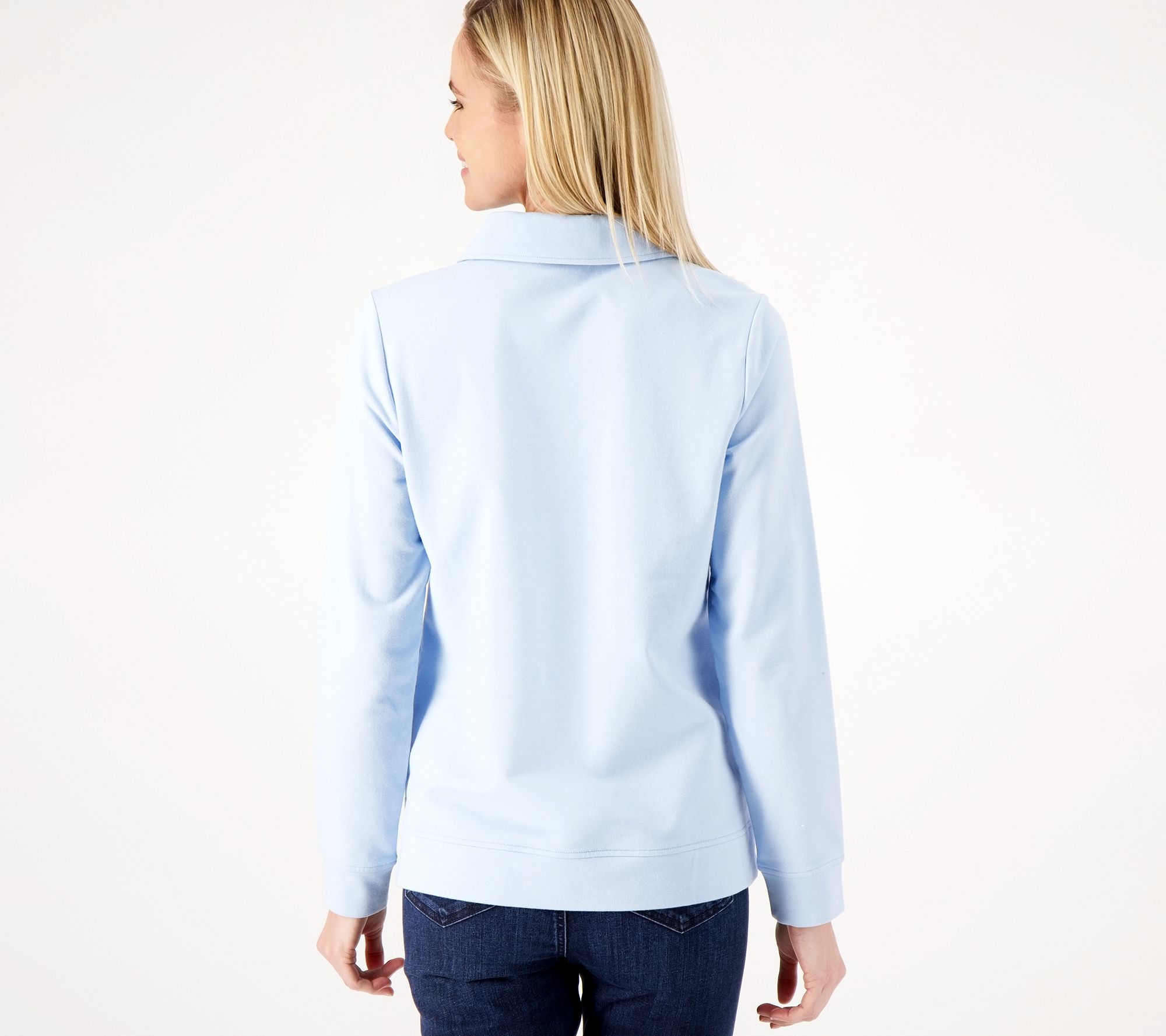 Denim & Co. Active Regular French Terry Half-Zip Top Dark Slate