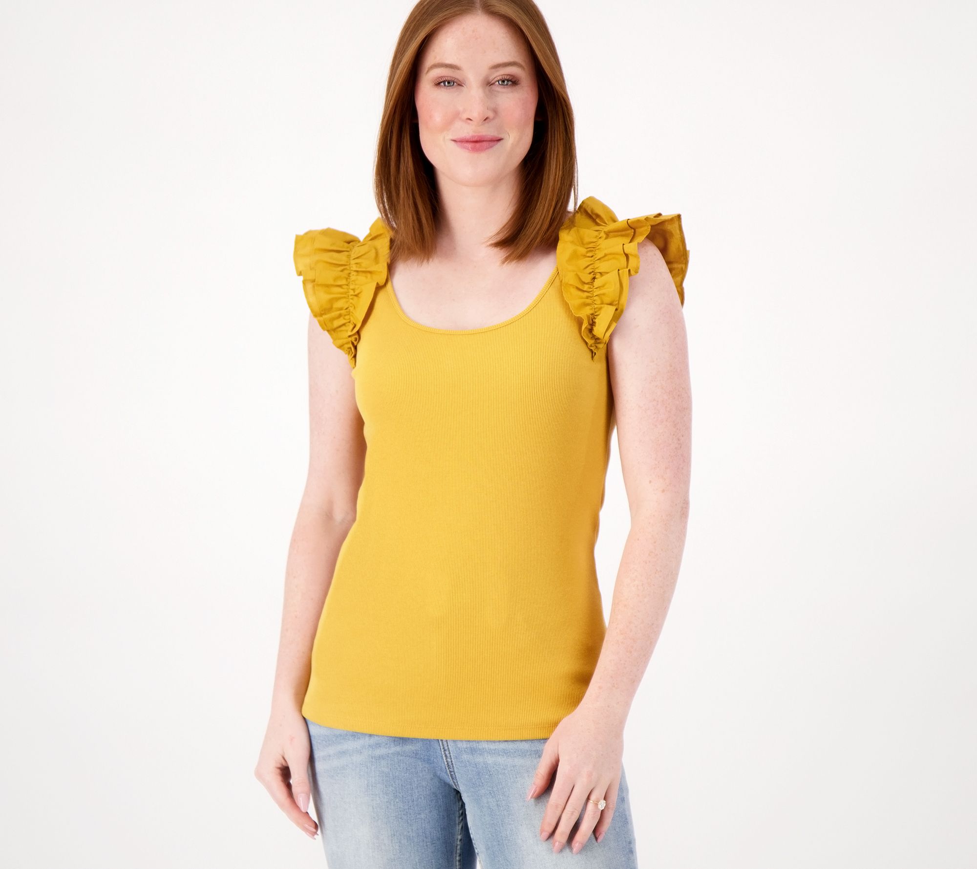 "As Is" Candace Cameron Bure Statement Ruffle Sleeve Knit Top
