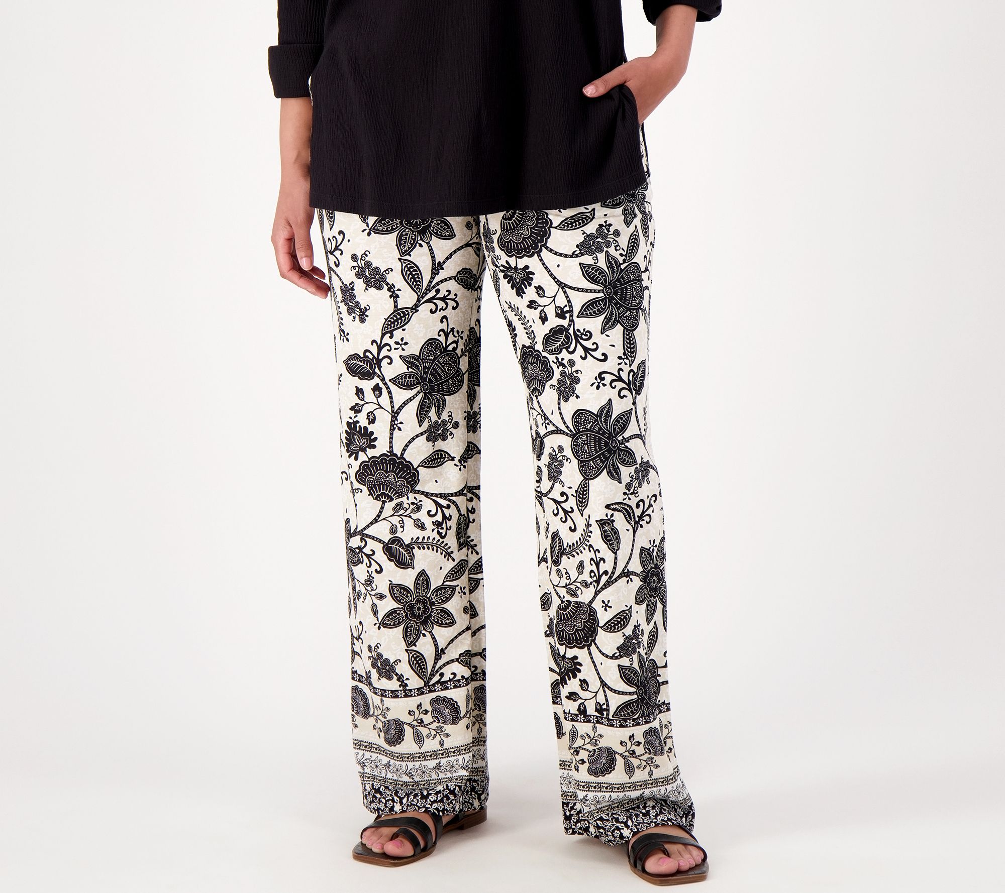 "As Is" Belle Beach by Kim Gravel Regular Cabana Knit Print Pants