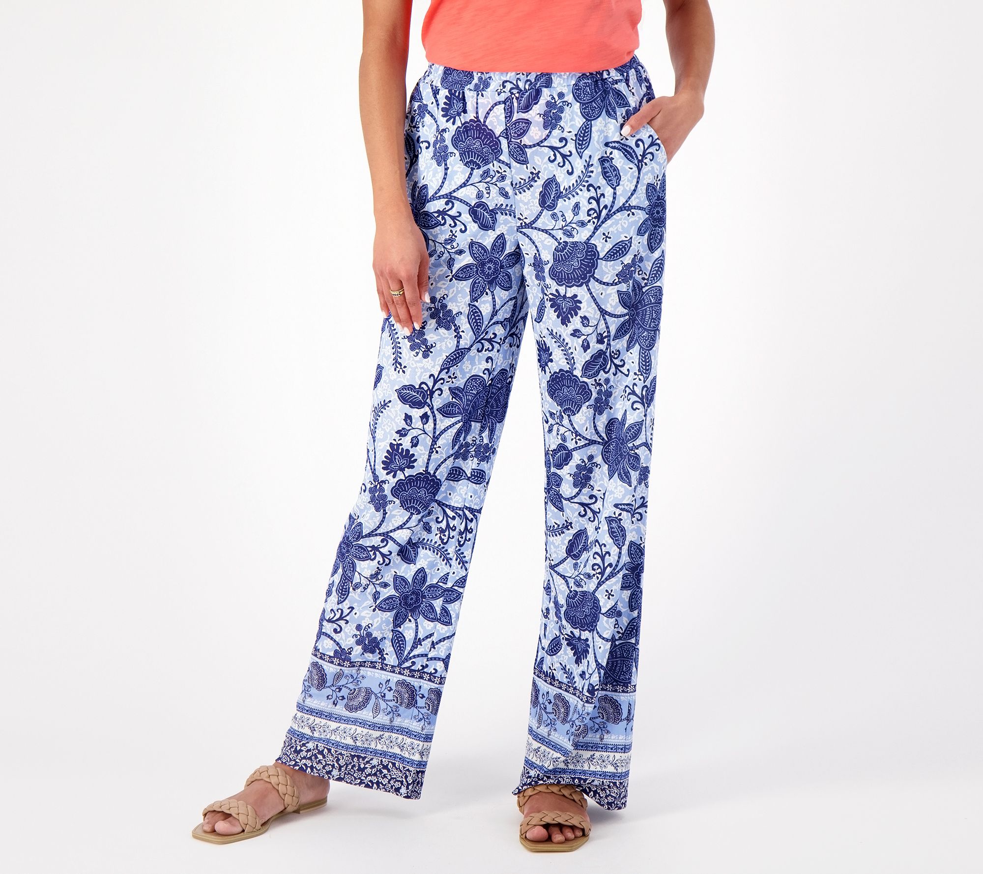 "As Is" Belle Beach by Kim Gravel Regular Cabana Knit Print Pants