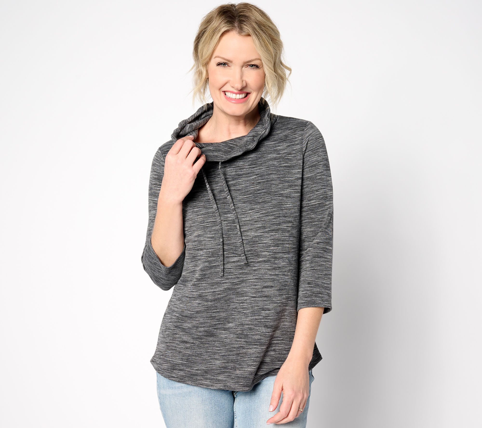 Denim & Co. Active Soft Blend Knit Cowl Neck Top