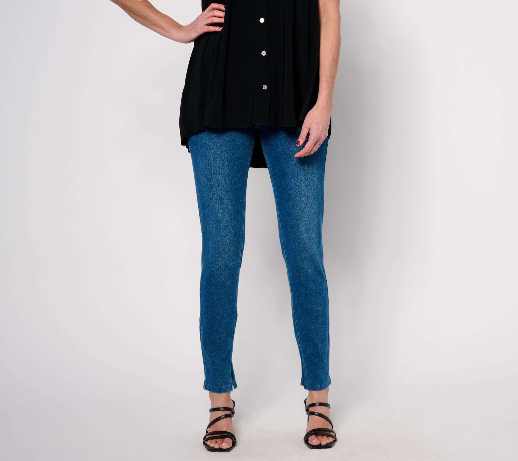 Women with Control Regular Prime Stretch Denim Slim Leg with Side Slit