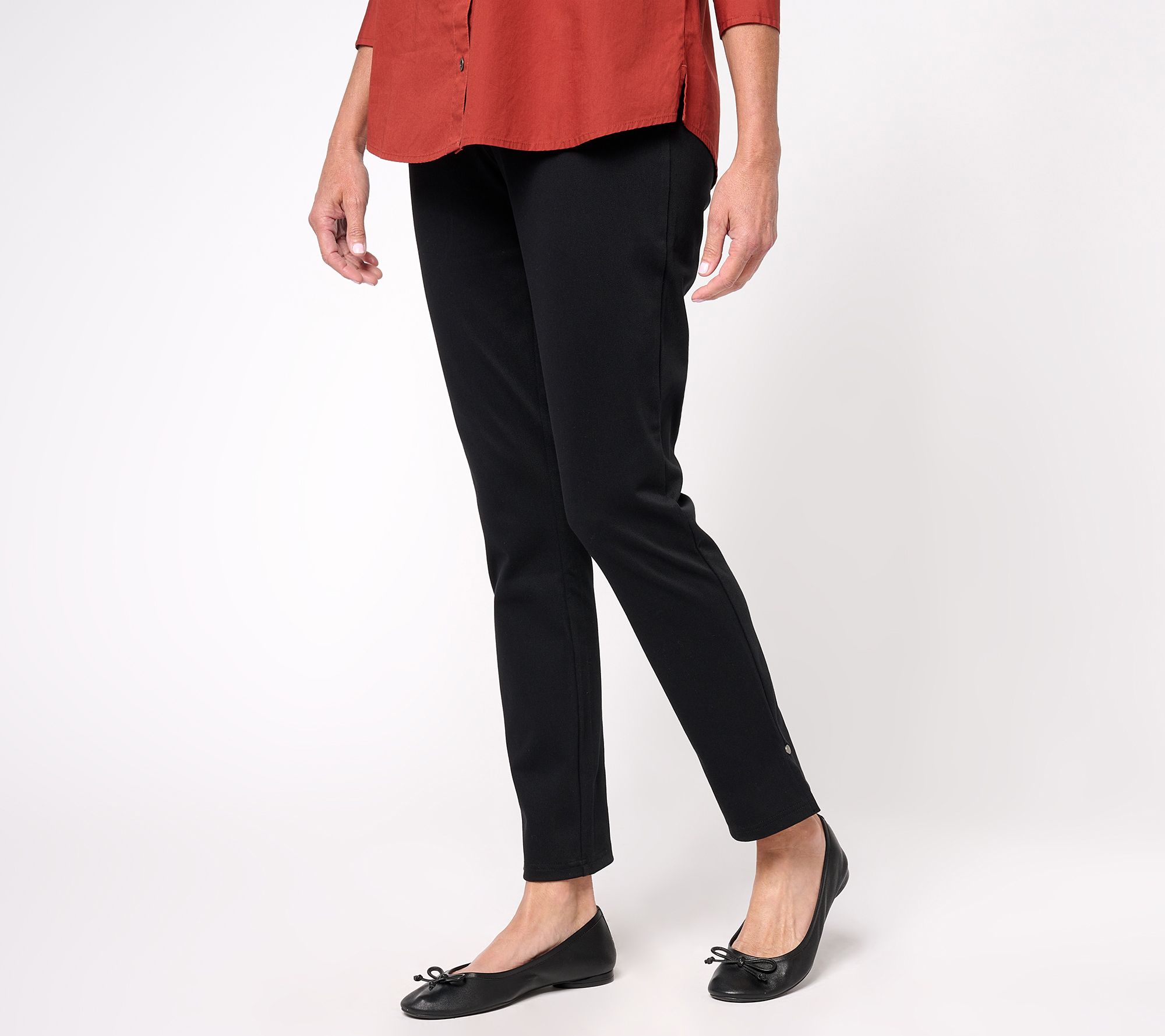 "As Is" Denim & Co. Signature Knit Easy Flex Twill Slim Petite Pant