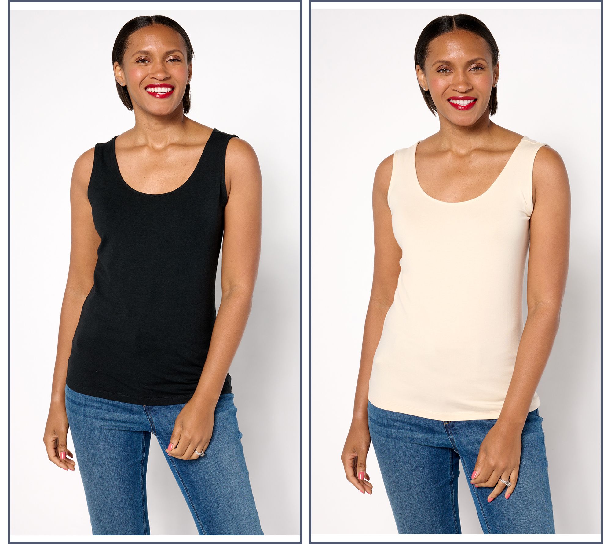 Denim & Co. Essentials So Soft Jersey 2-Pack Layering Tanks