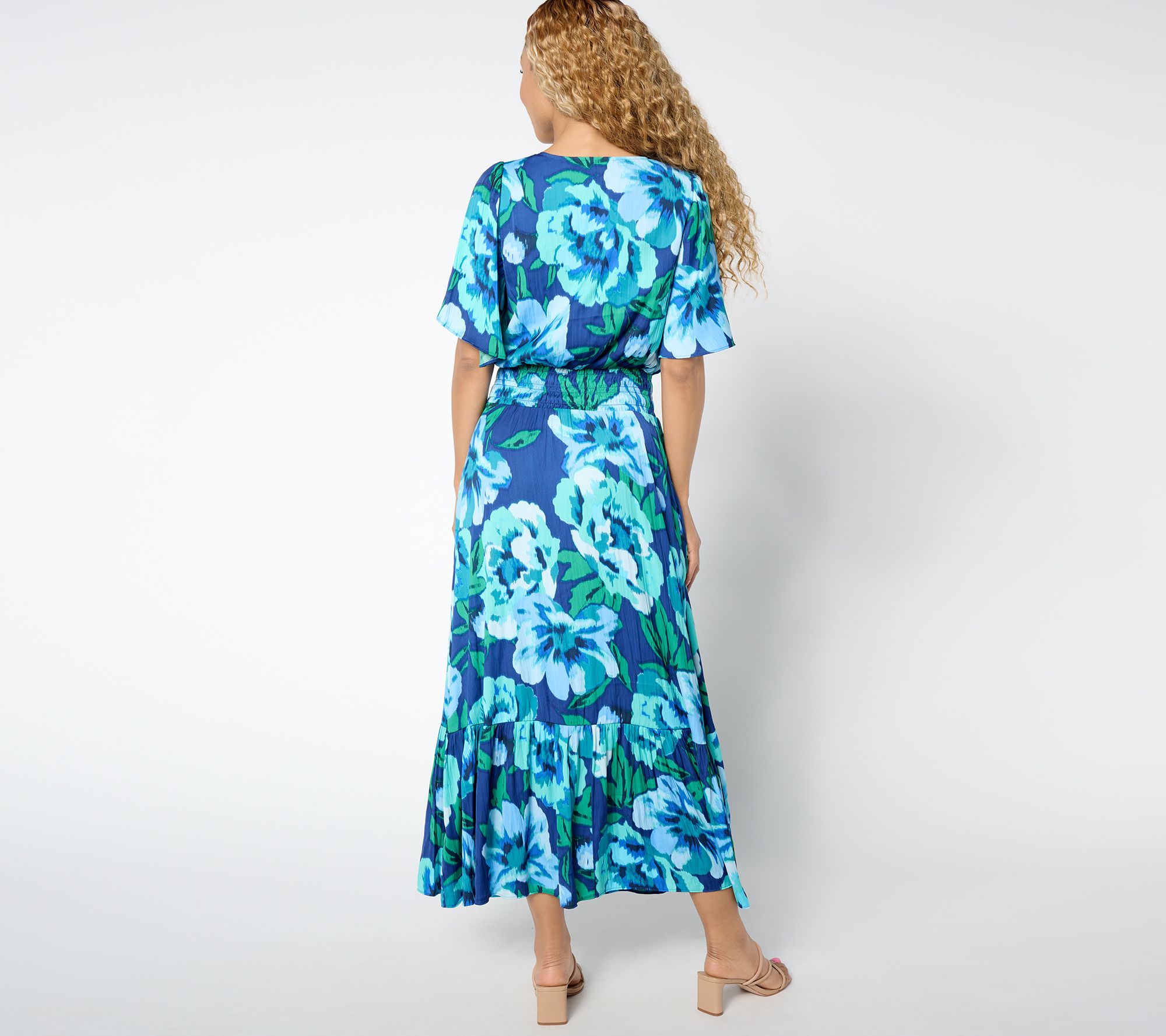 Isaac Mizrahi Live! Petite Flowy Crinkle Satin Maxi Dress - QVC.com