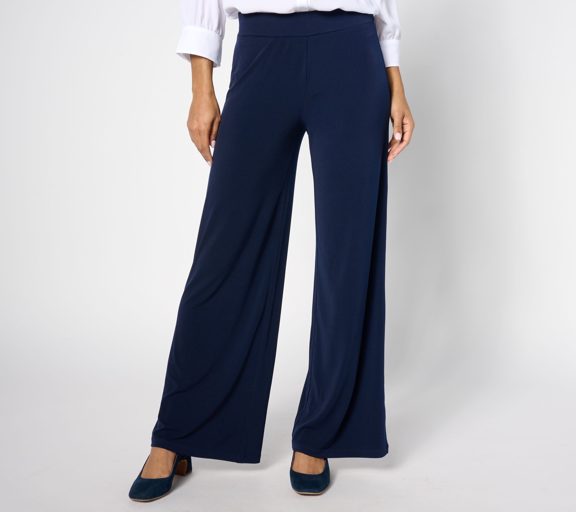"As Is" Susan Graver Modern Essentials Reg Liquid Knit Wide Leg Pants