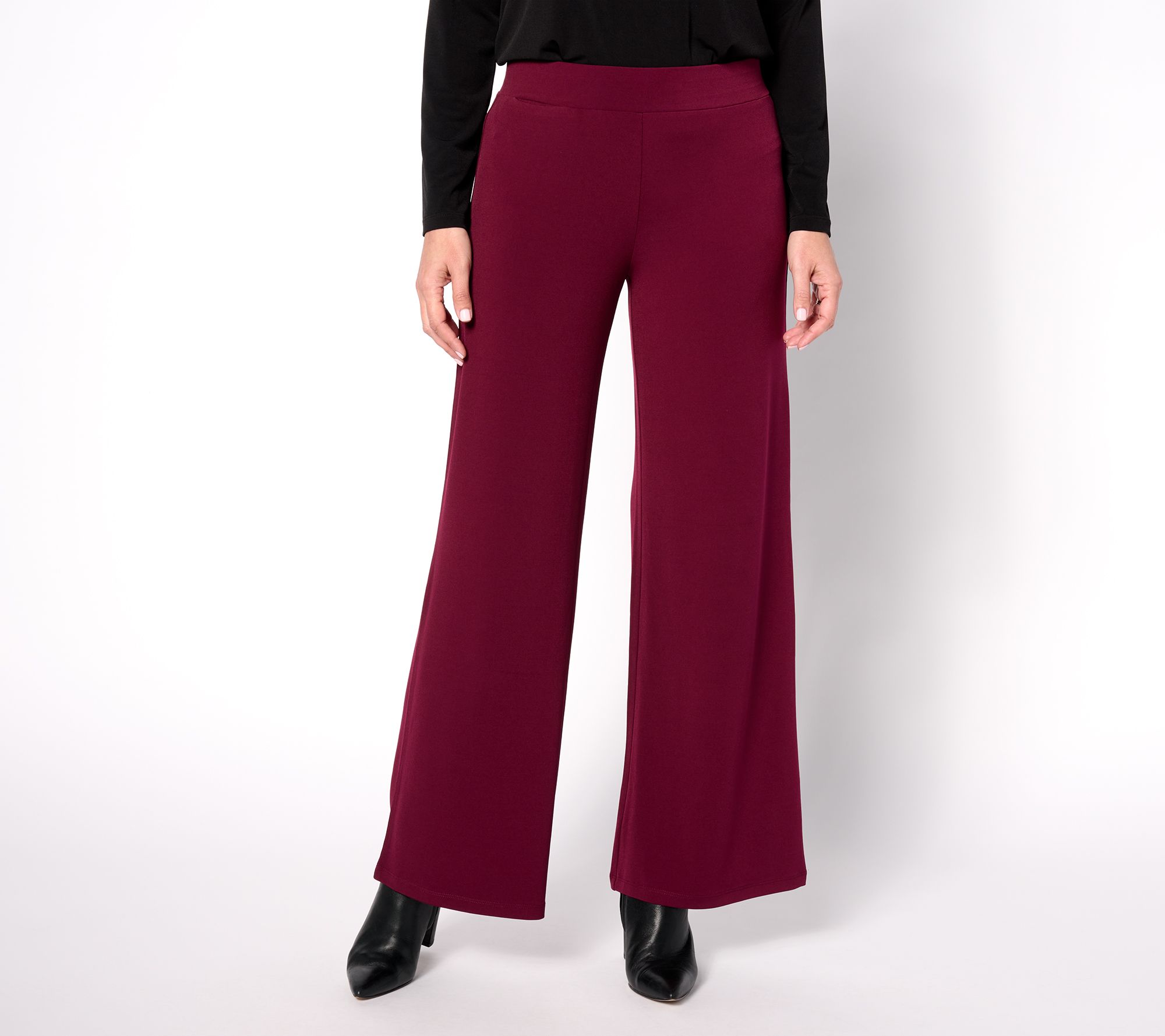 "As Is" Susan Graver Modern Essentials Reg Liquid Knit Wide Leg Pants