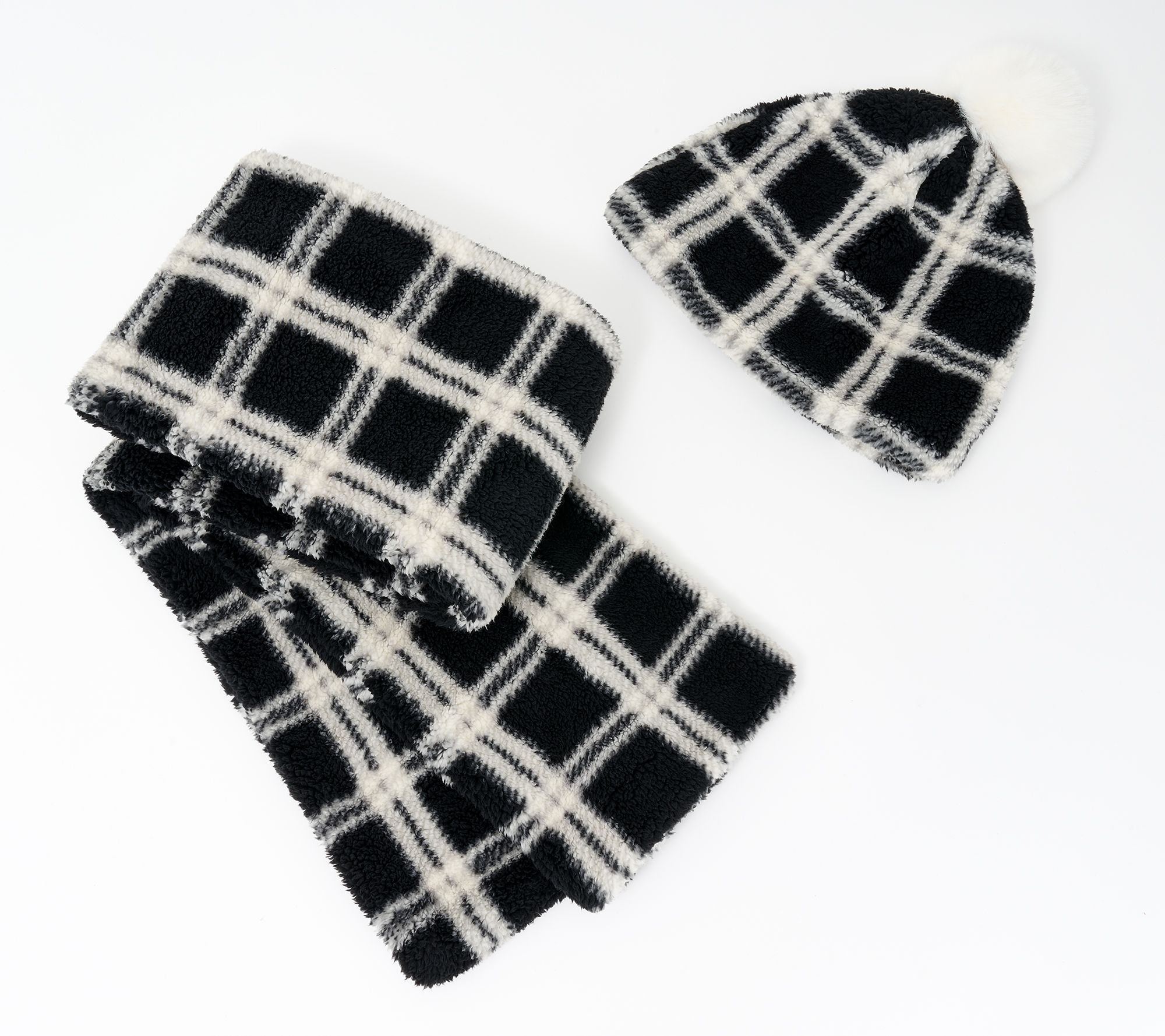 Sprigs Plaid Sherpa Beanie and Scarf Set