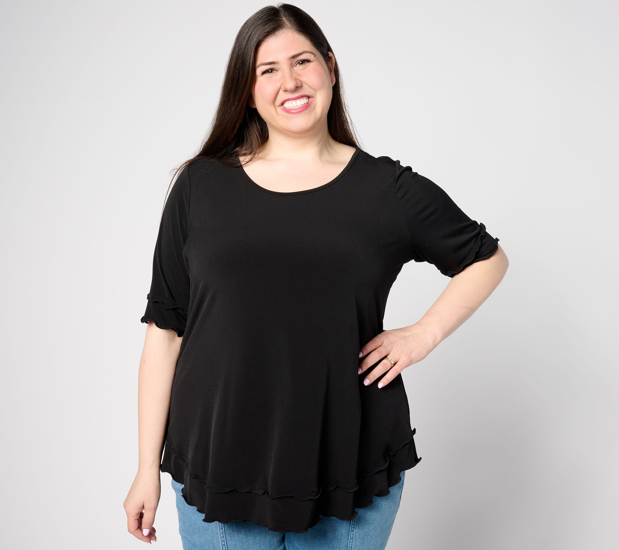 "As Is" Attitudes by Renee Como Jersey Double Layered Top