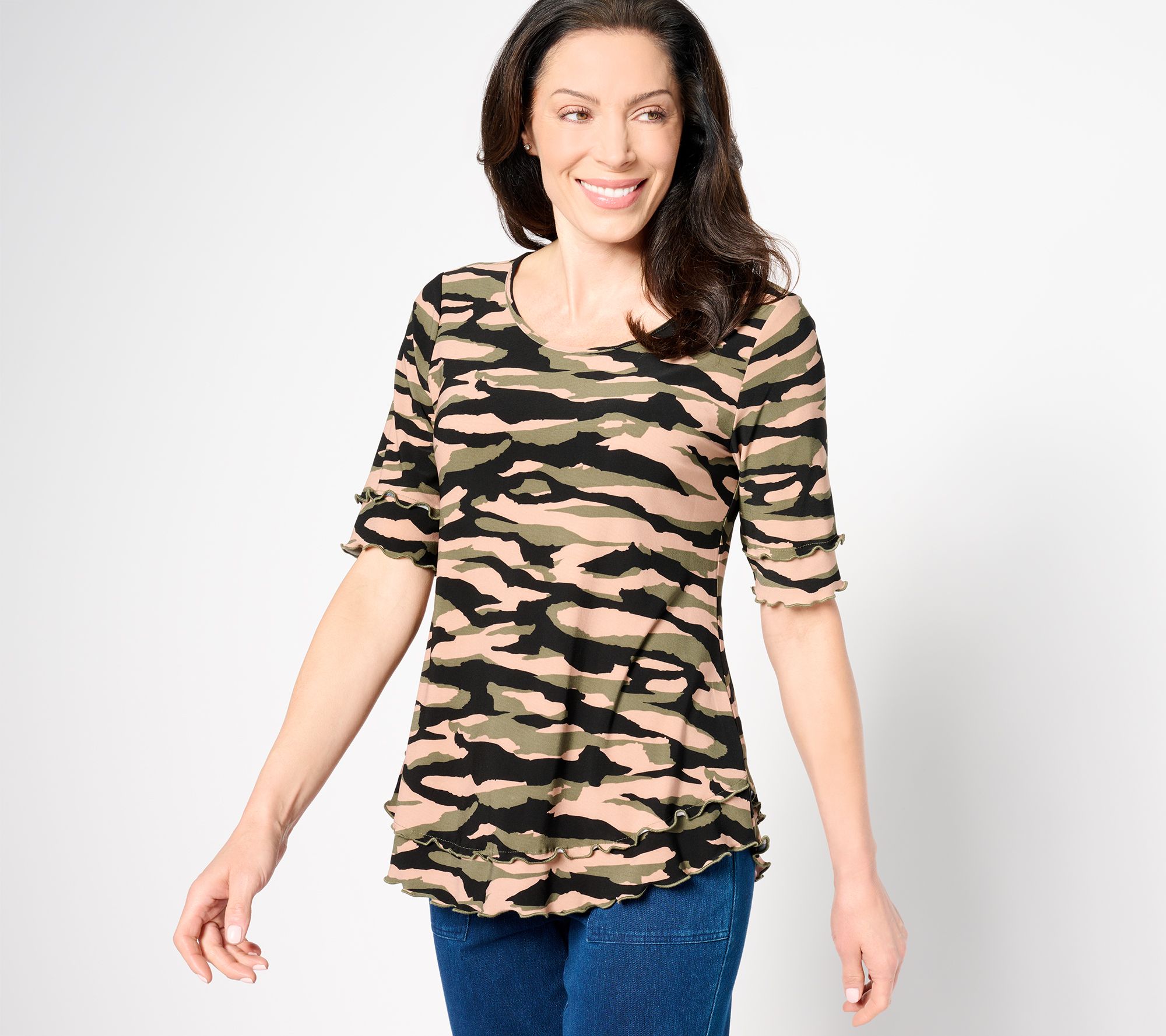 "As Is" Attitudes by Renee Como Jersey Double Layered Top