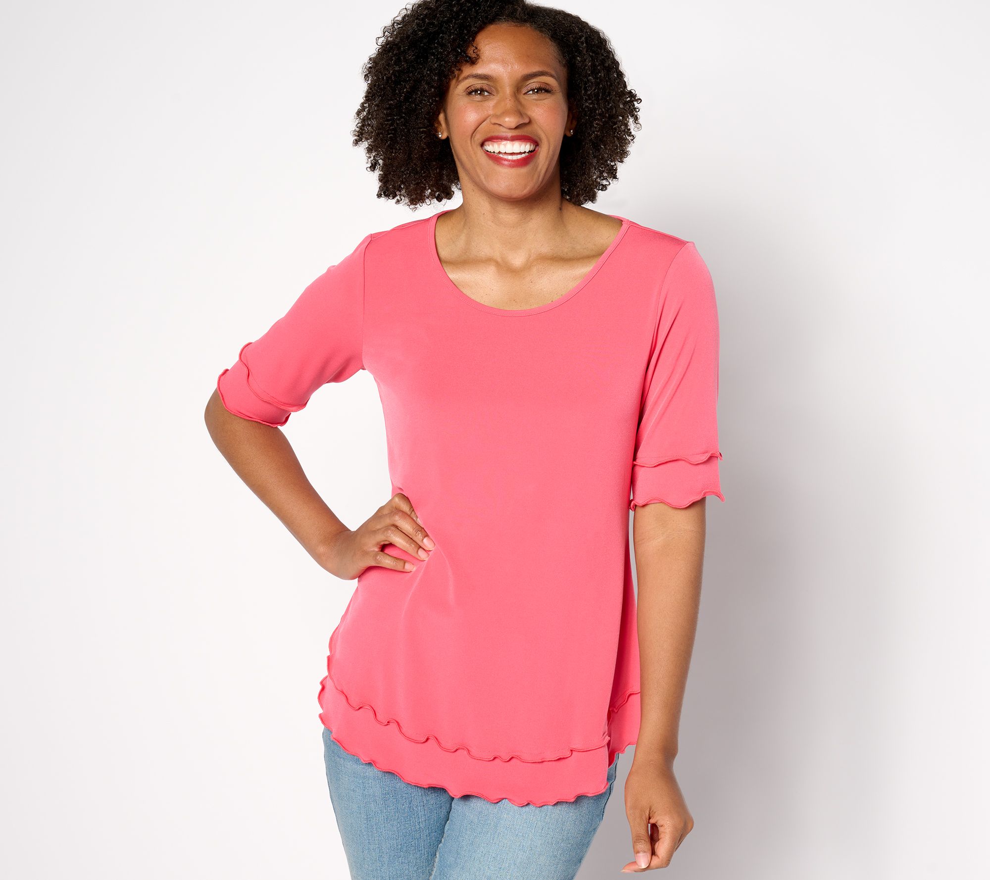 "As Is" Attitudes by Renee Como Jersey Double Layered Top