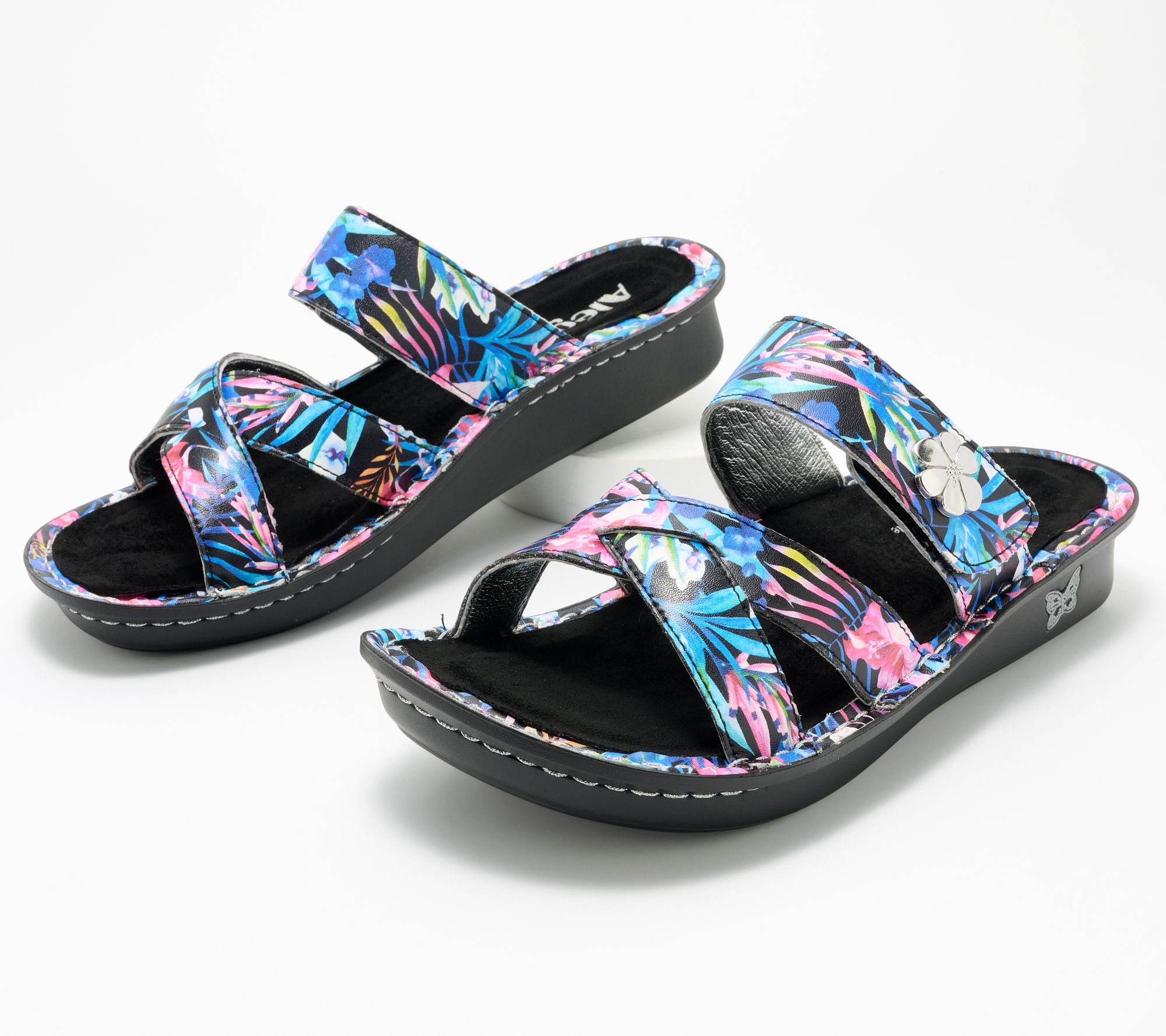"As Is" Alegria Leather Slide Sandals - Victoriah