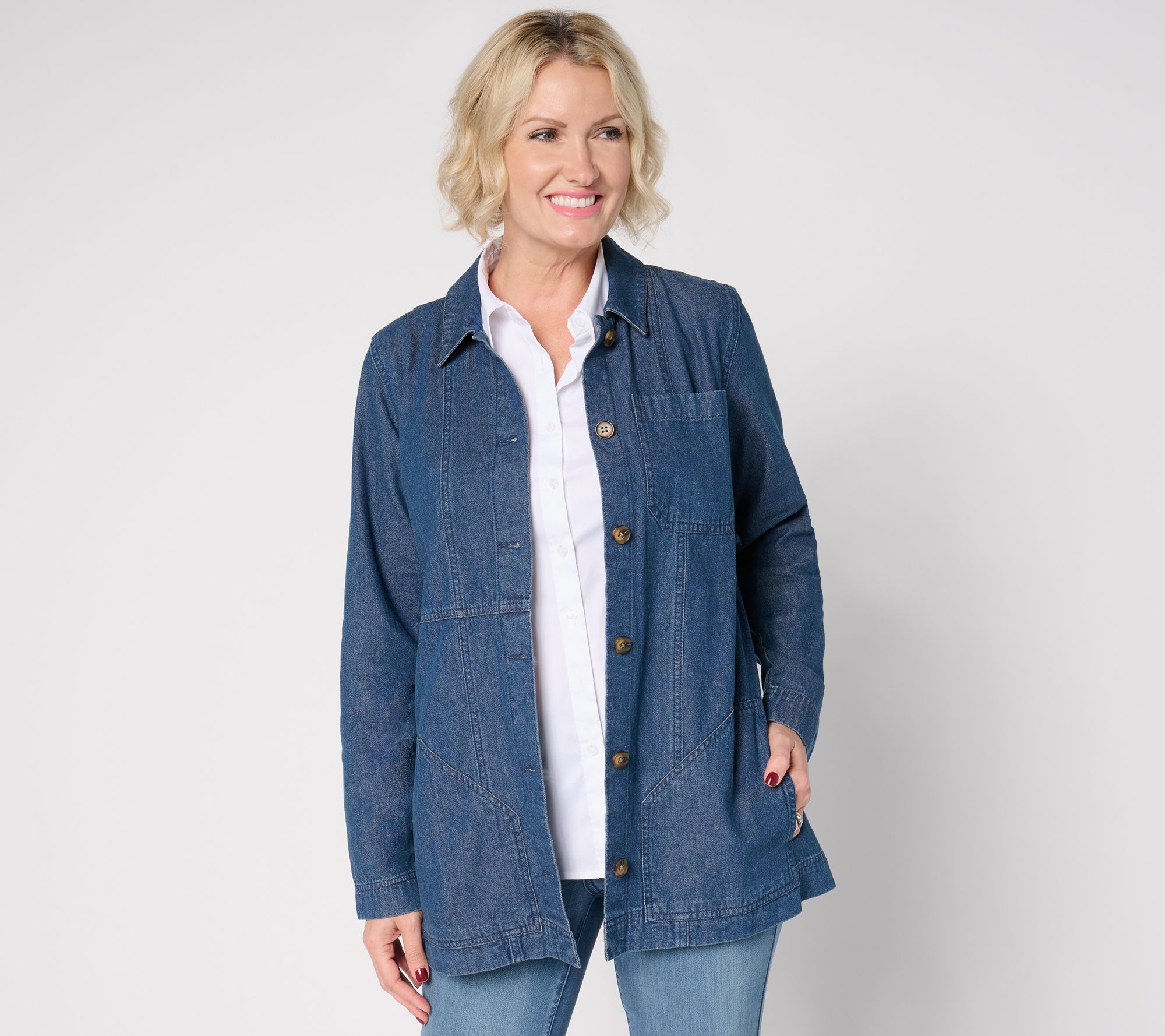 Joan Rivers Denim Shirt Jacket with Seaming Details